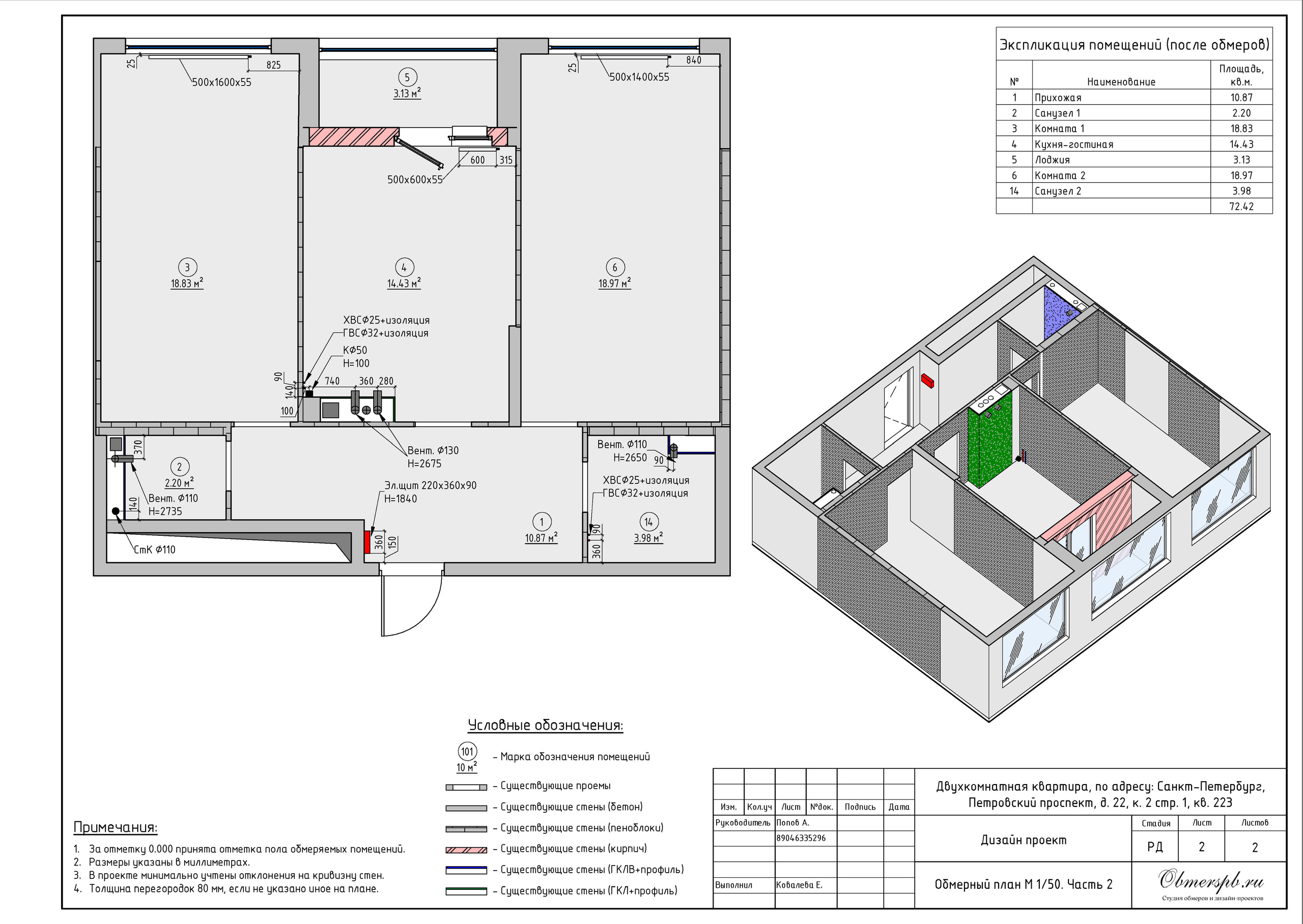 Г. Санкт-Петербург, пр. Петровский д. 22, к. 2 стр. 1. Студия обмеров и проектирования