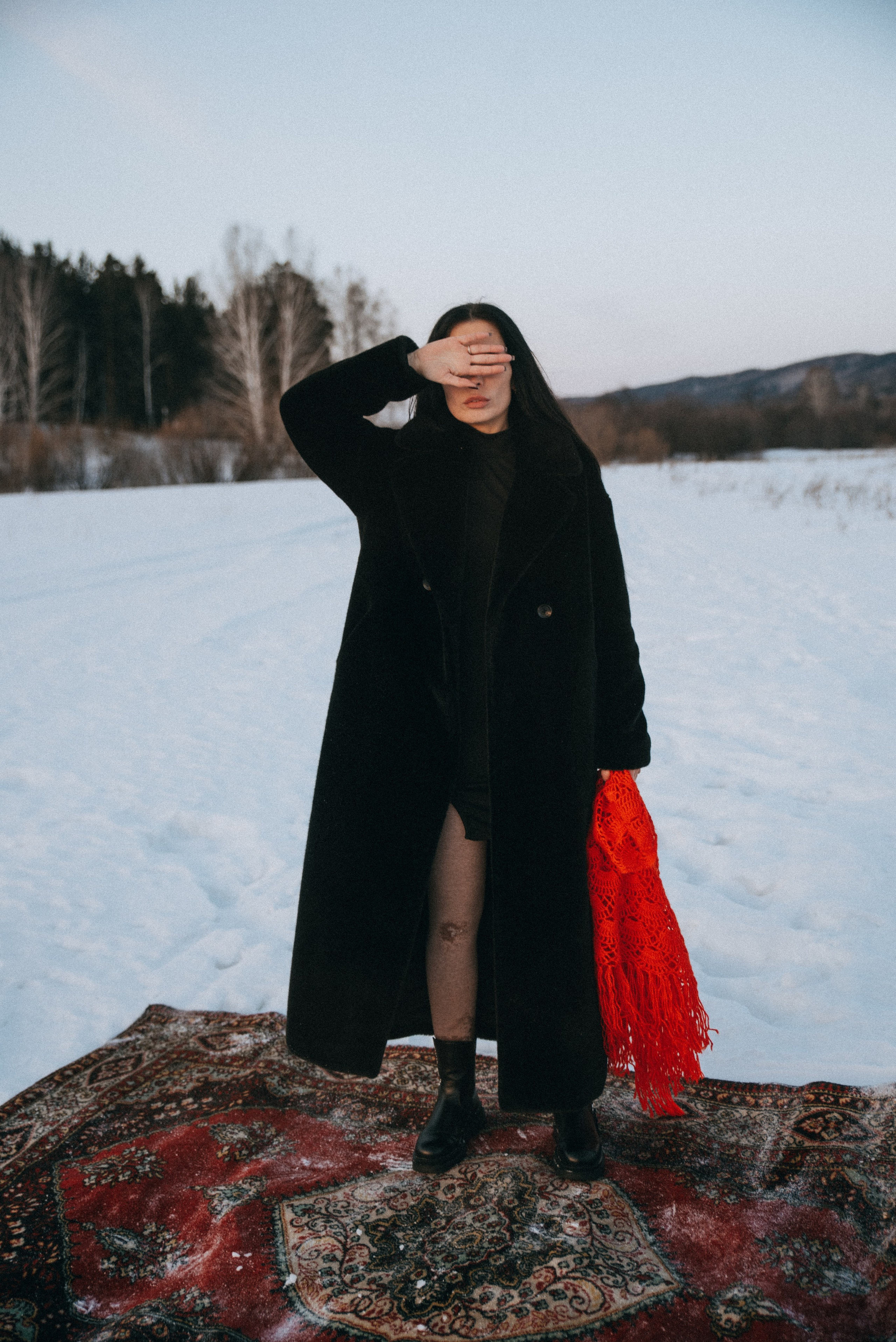 Фотосессия с красным ковром на снегу. Семейный фотограф в Миассе Ольга Широковская