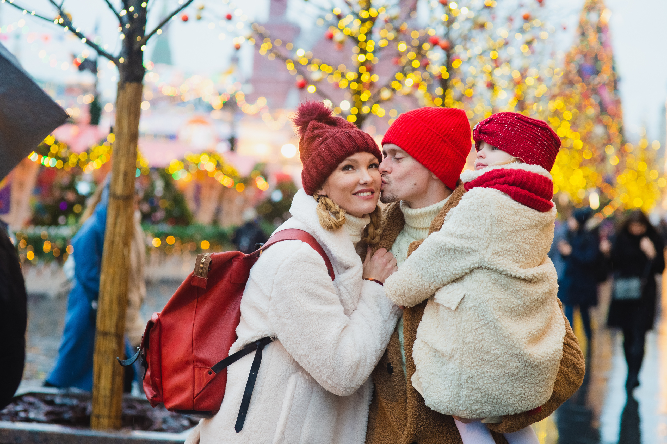 Новогодняя фотосессия на Красной площади для Екатерины и Игоря с детьми. Портретный фотограф в Москве, Московской области. Деловой портрет