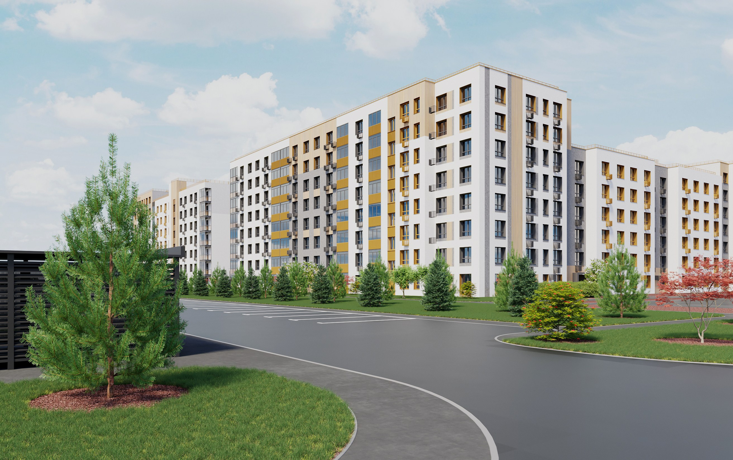 Визуализация двора ЖК Царево City Казань. Архитектор-дизайнер в Казани