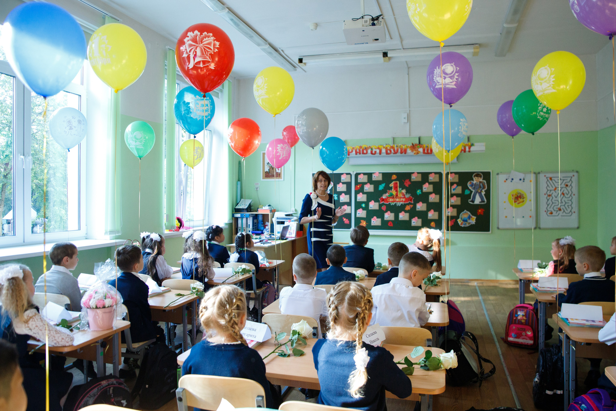 Репортажная съемка первого сентября для первоклассников. Семейный и школьный фотограф в Москве Анна Ткач