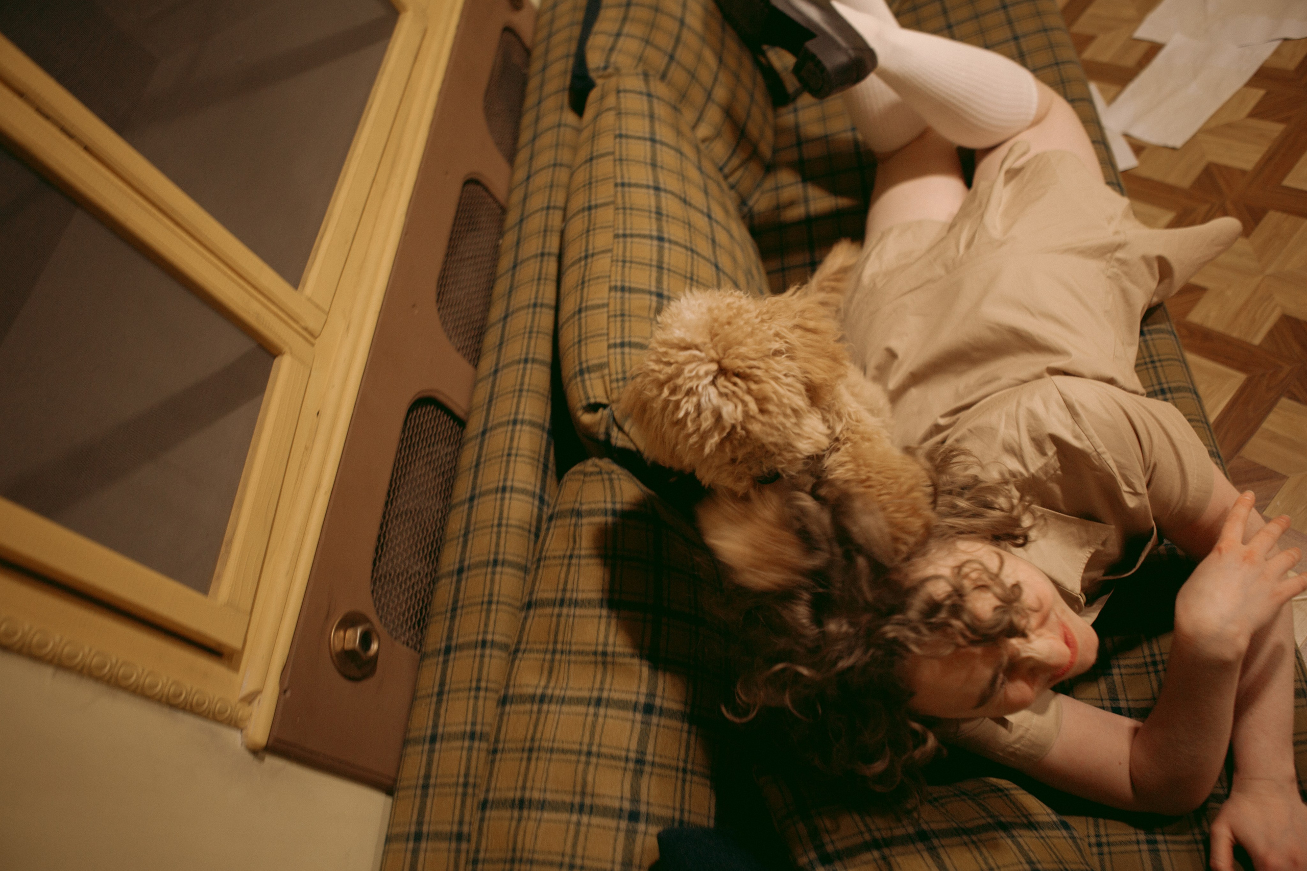 A cinematic daydream in the spirit of Wes Anderson’s style. Portrait, family and pet photographer in Cyprus, Ksenia Bourdelle