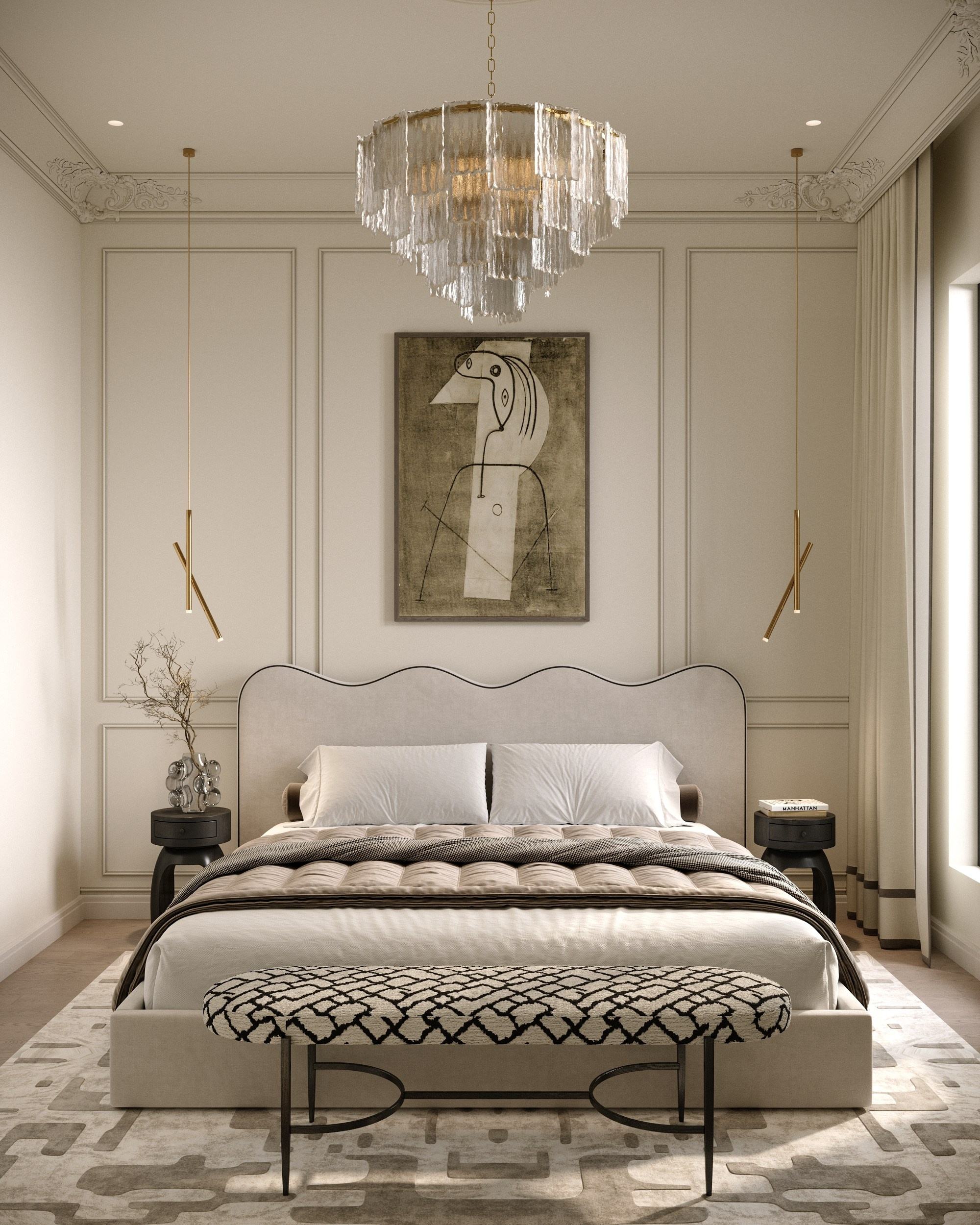 Визуализация спальной комнаты в ЖК Лучиано Казань. Архитектор-дизайнер в Казани