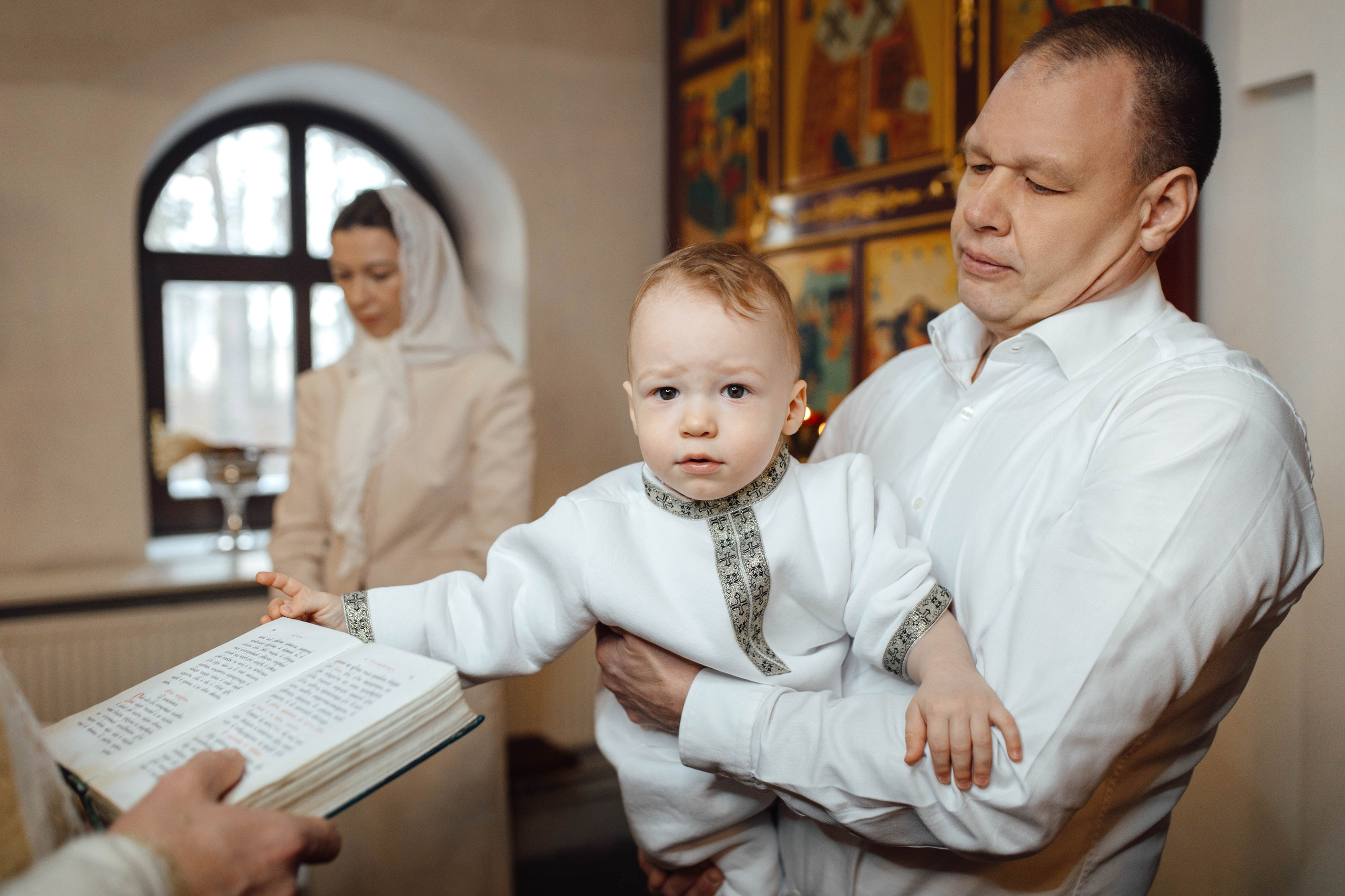 Таинство крещения Льва, храм Вознесения Господня, Ждановичи, февраль 2025