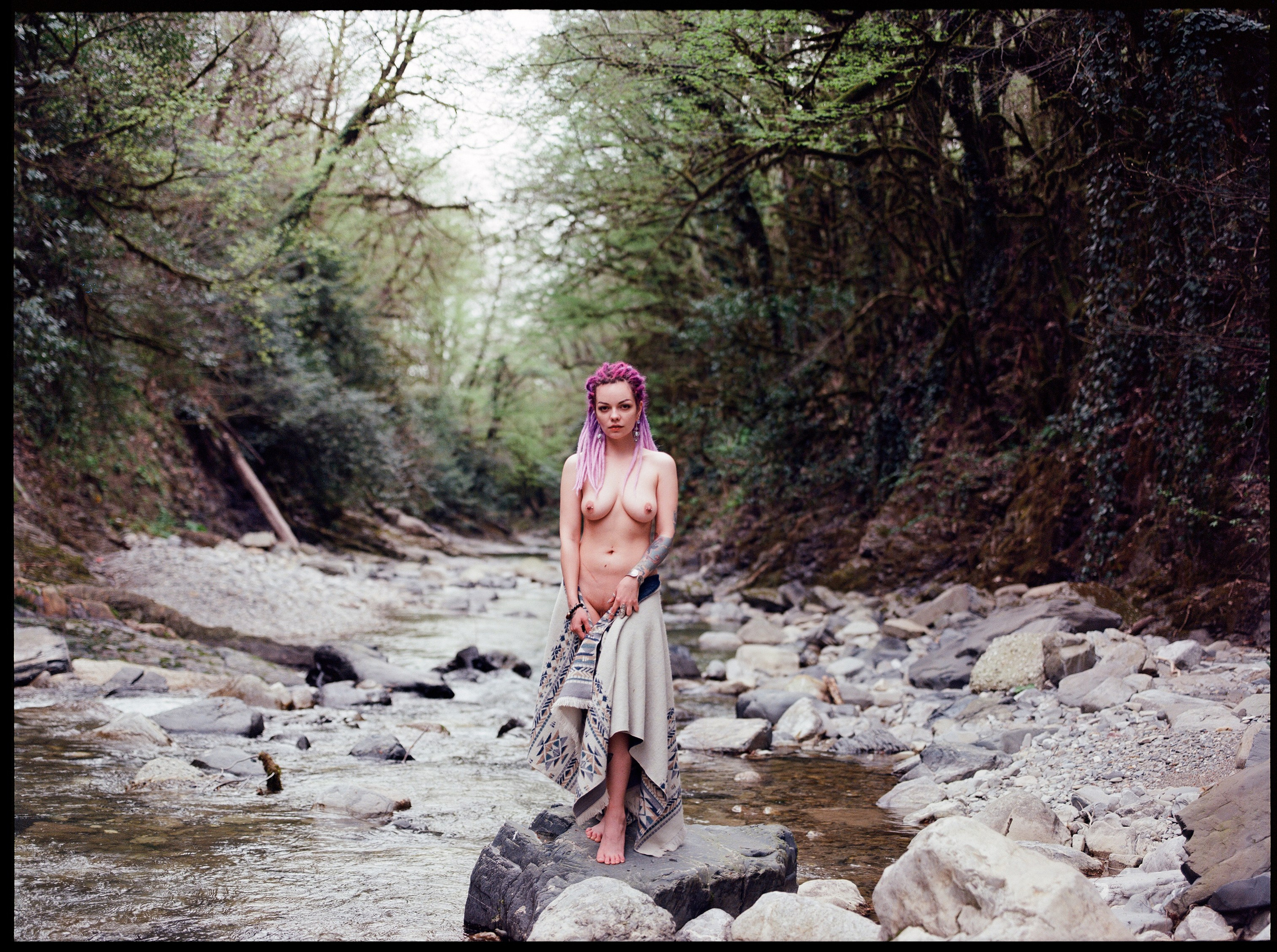 Sensual nude photography on color film. Art nude film photographer Roman Silentium