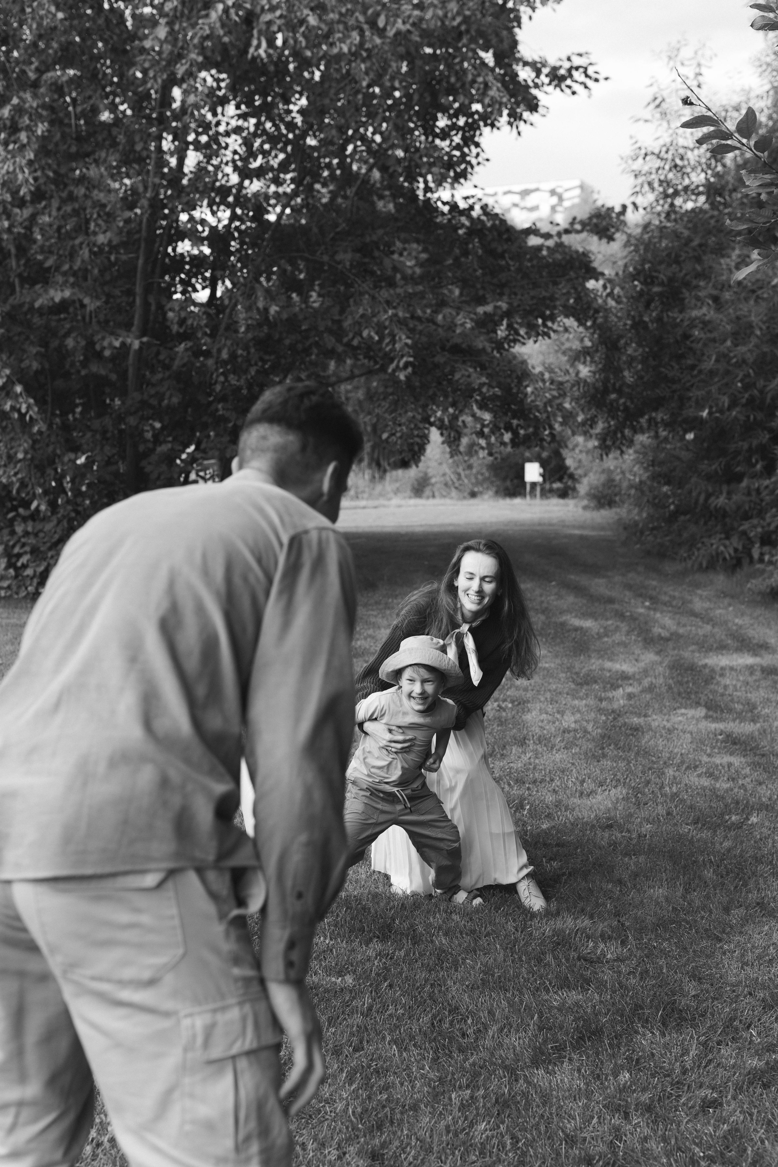 Семья в парке. Фотография о важном