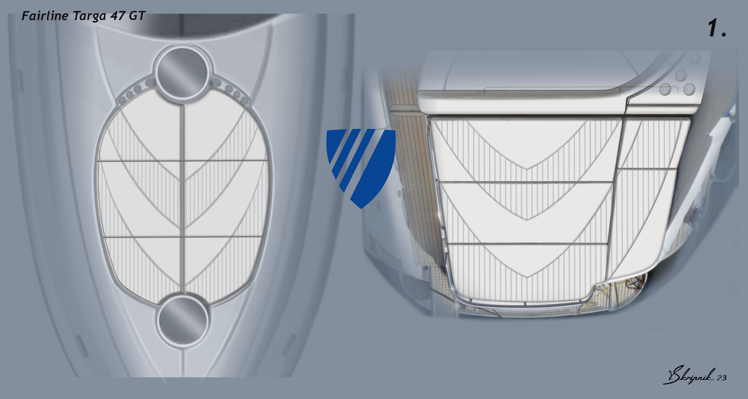 Tuning Fairline Targa 47 GT. Design Yachts and Cars