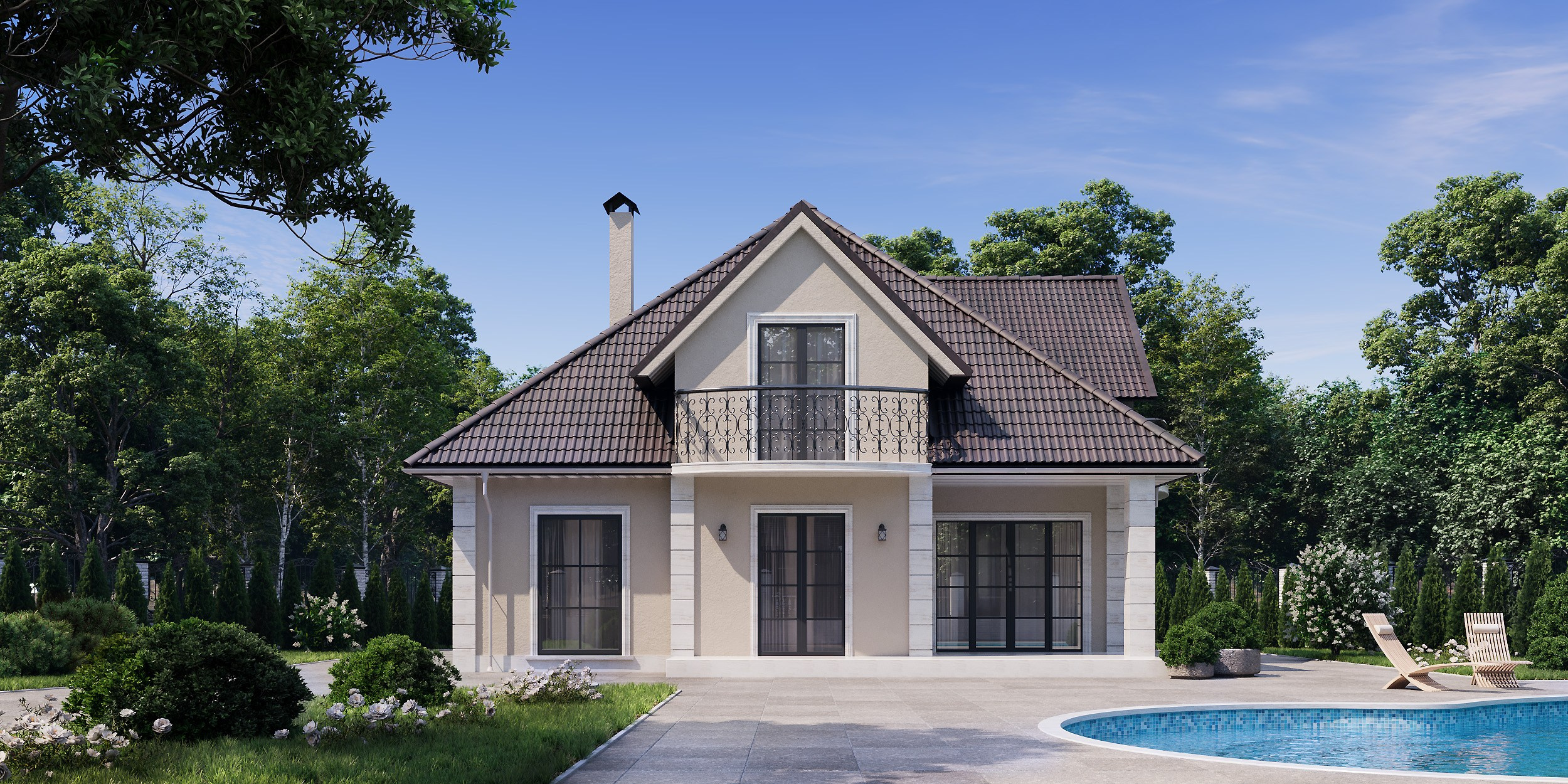 Архитектурная визуализация проекта жилого дома 226,93 кв. м. 3D визуализация/ Юлия Будник