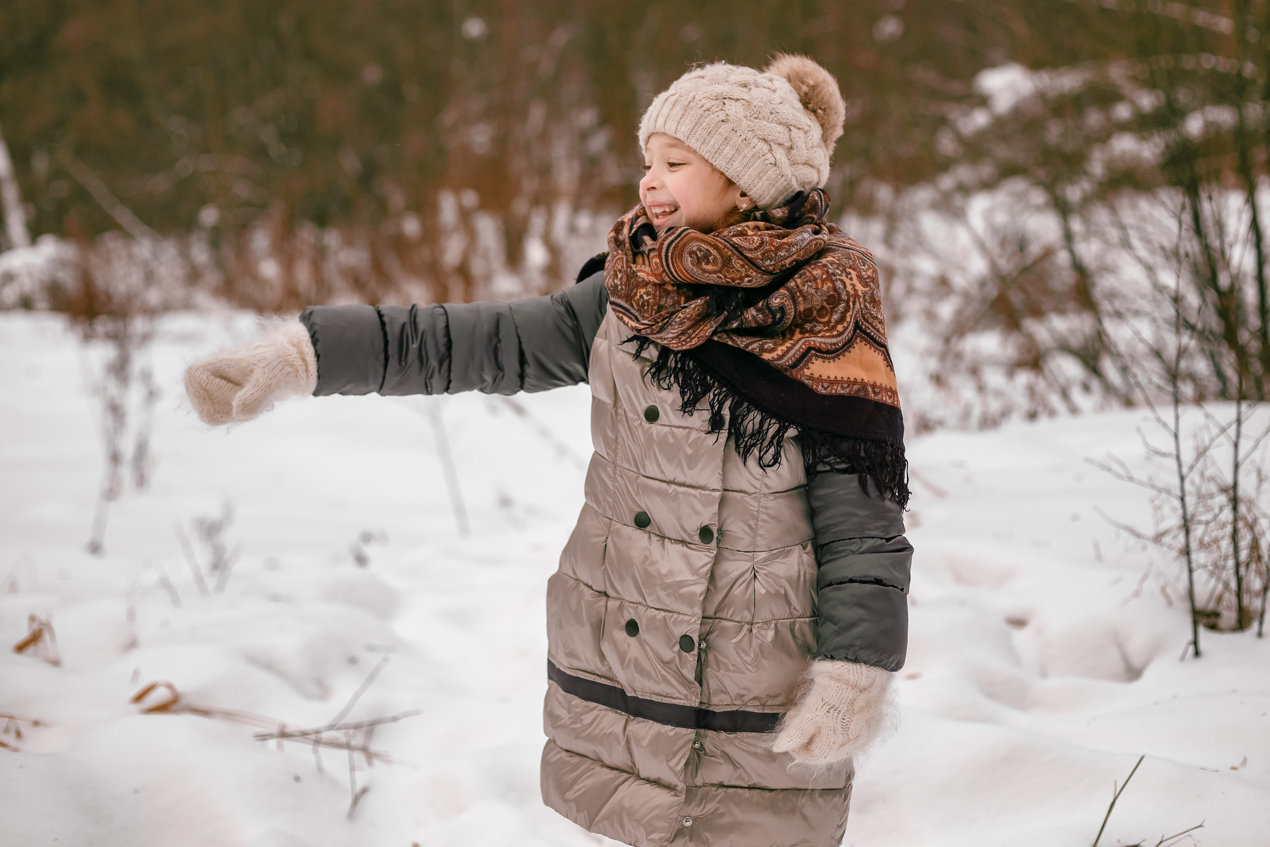 Семейная фотосессия зимой на природе