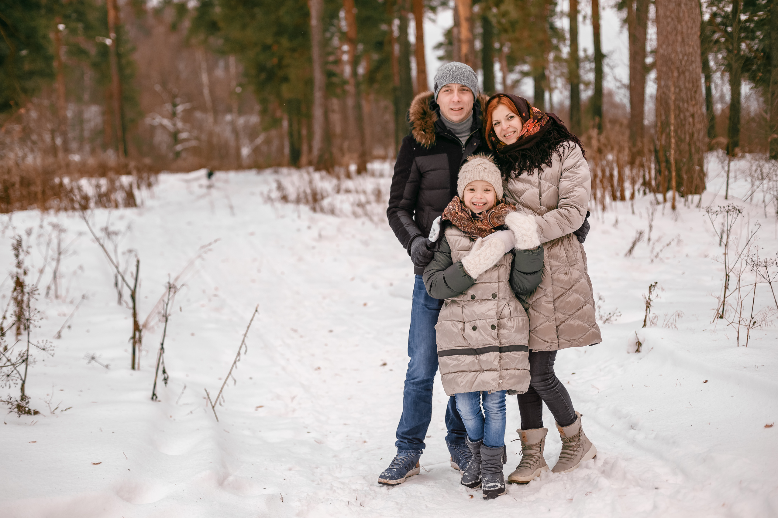 Семейная фотосессия зимой на природе