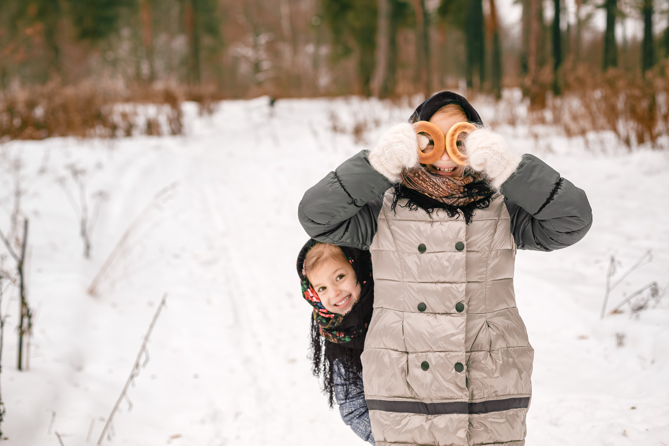 Семейная фотосессия зимой на природе