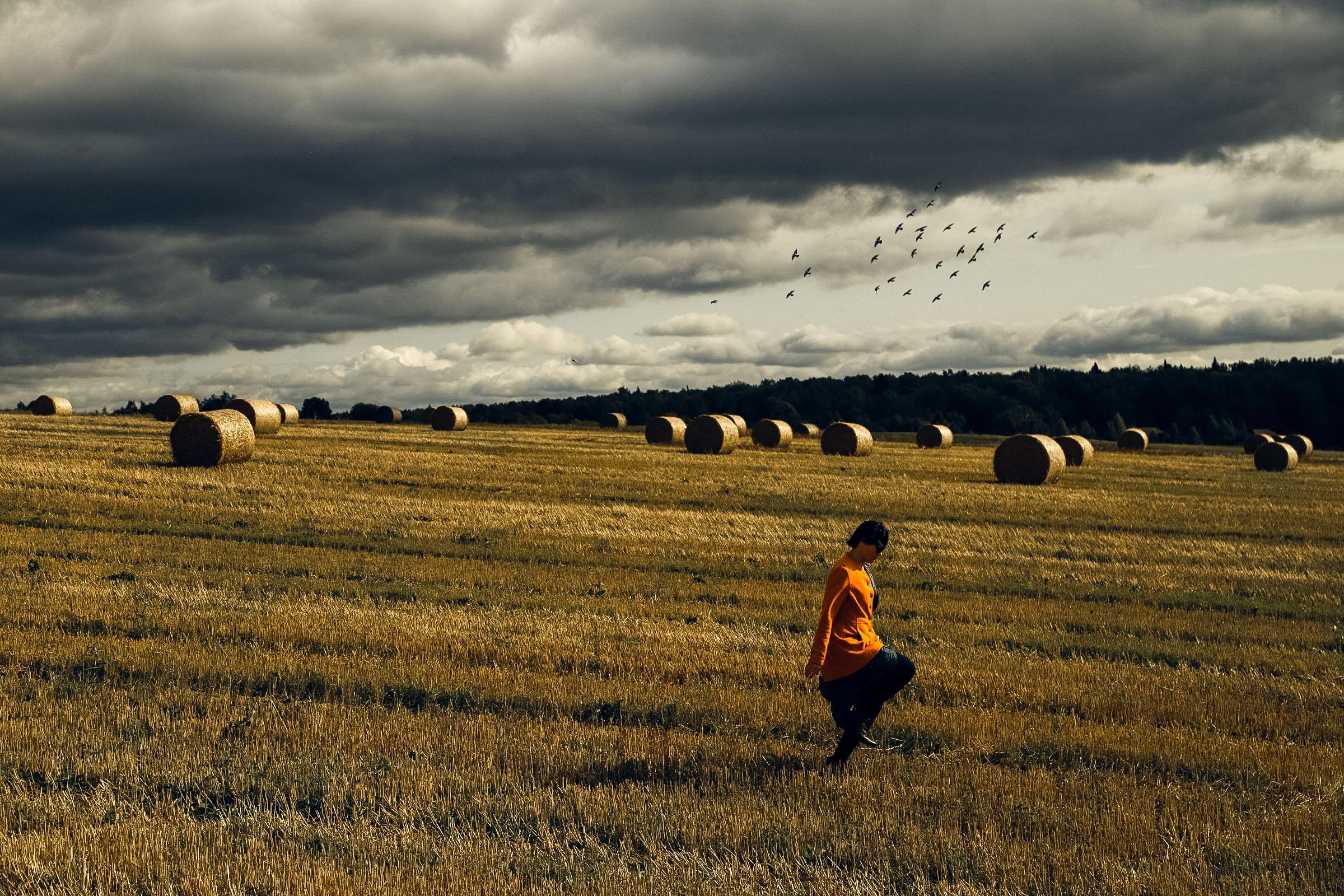 Stasya and field. Home