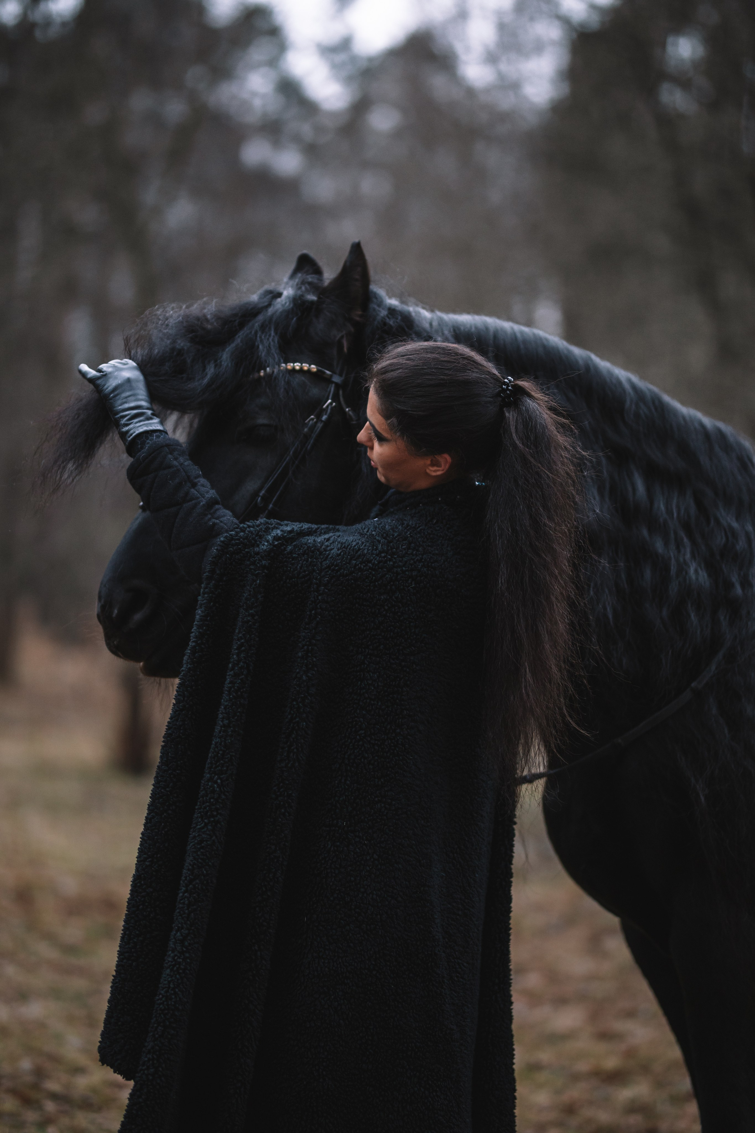 Наташа с фризом в костюме викинга. Фотосессии с лошадьми