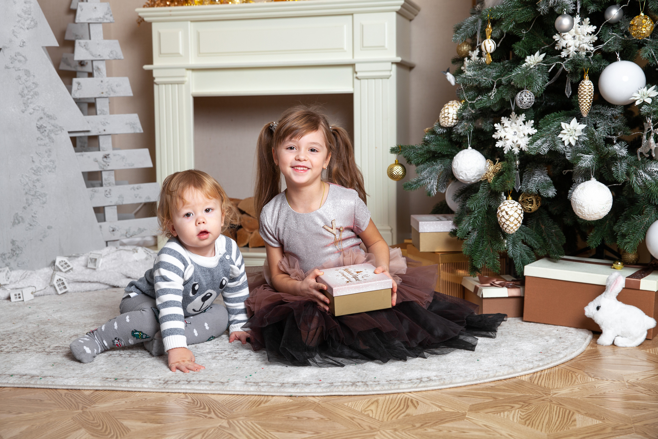 Мария с малышами. Новогодняя фотосессия. Фотограф в Железнодорожном и Балашихе