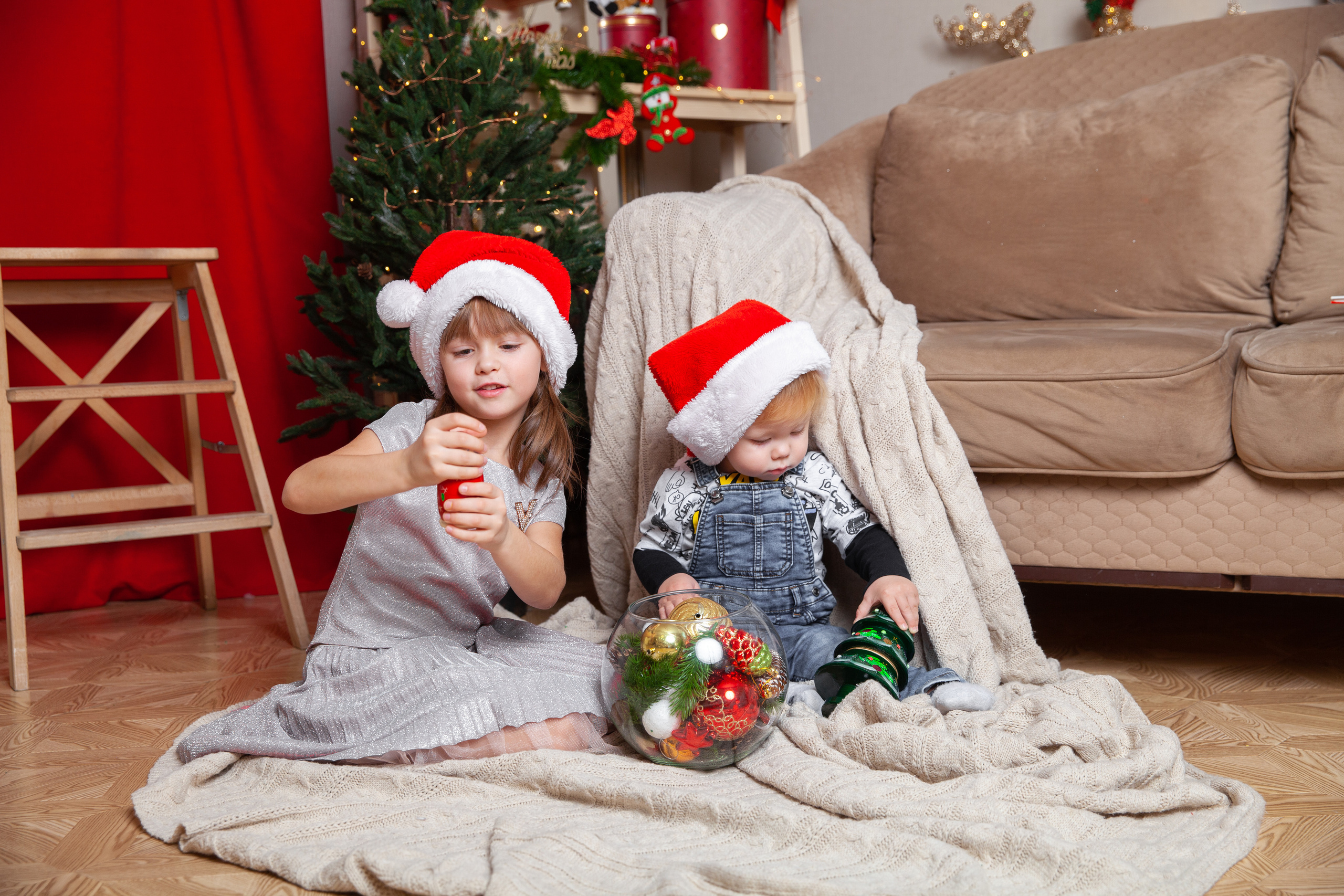 Мария с малышами. Новогодняя фотосессия. Фотограф в Железнодорожном и Балашихе