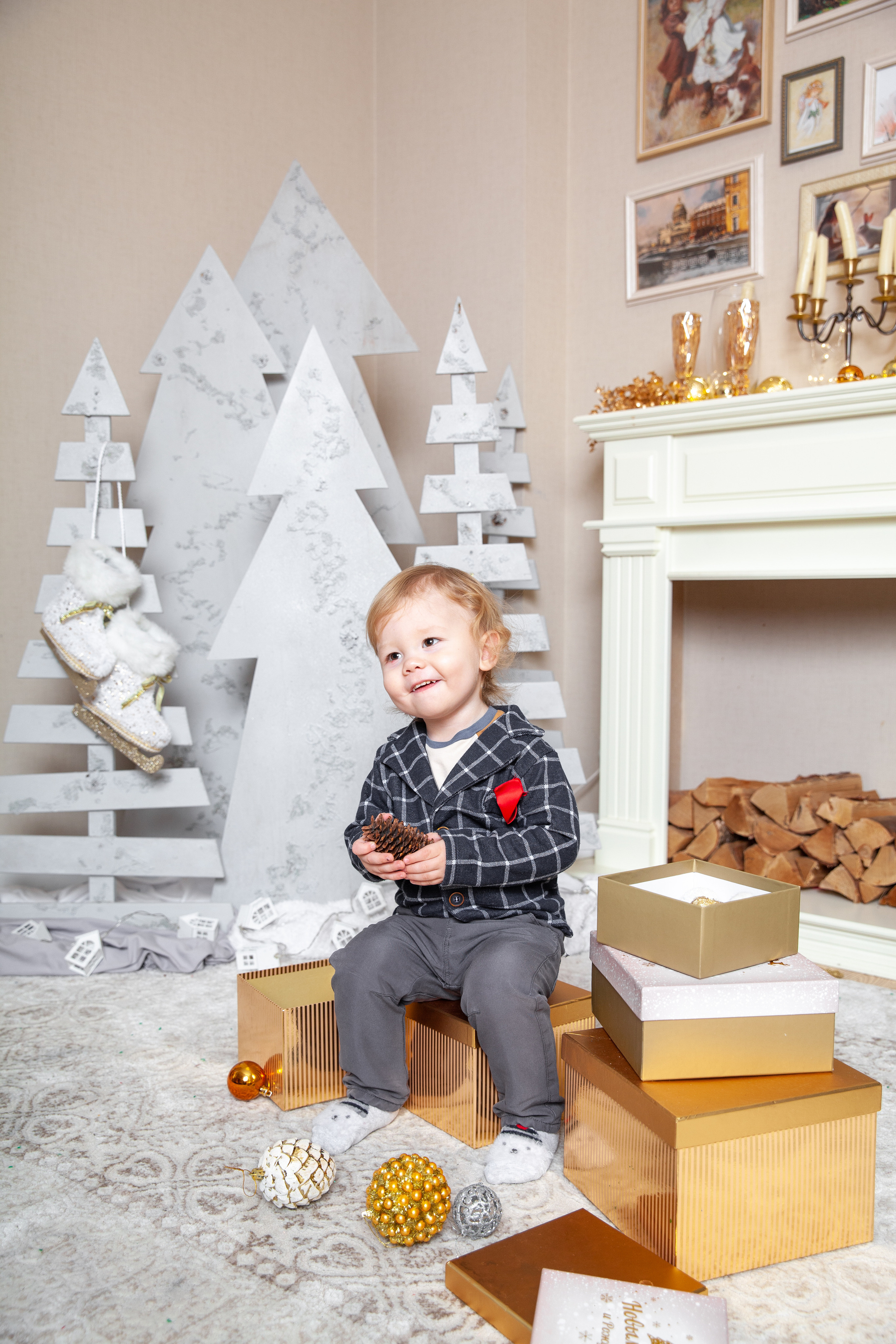 Мария с малышами. Новогодняя фотосессия. Фотограф в Железнодорожном и Балашихе