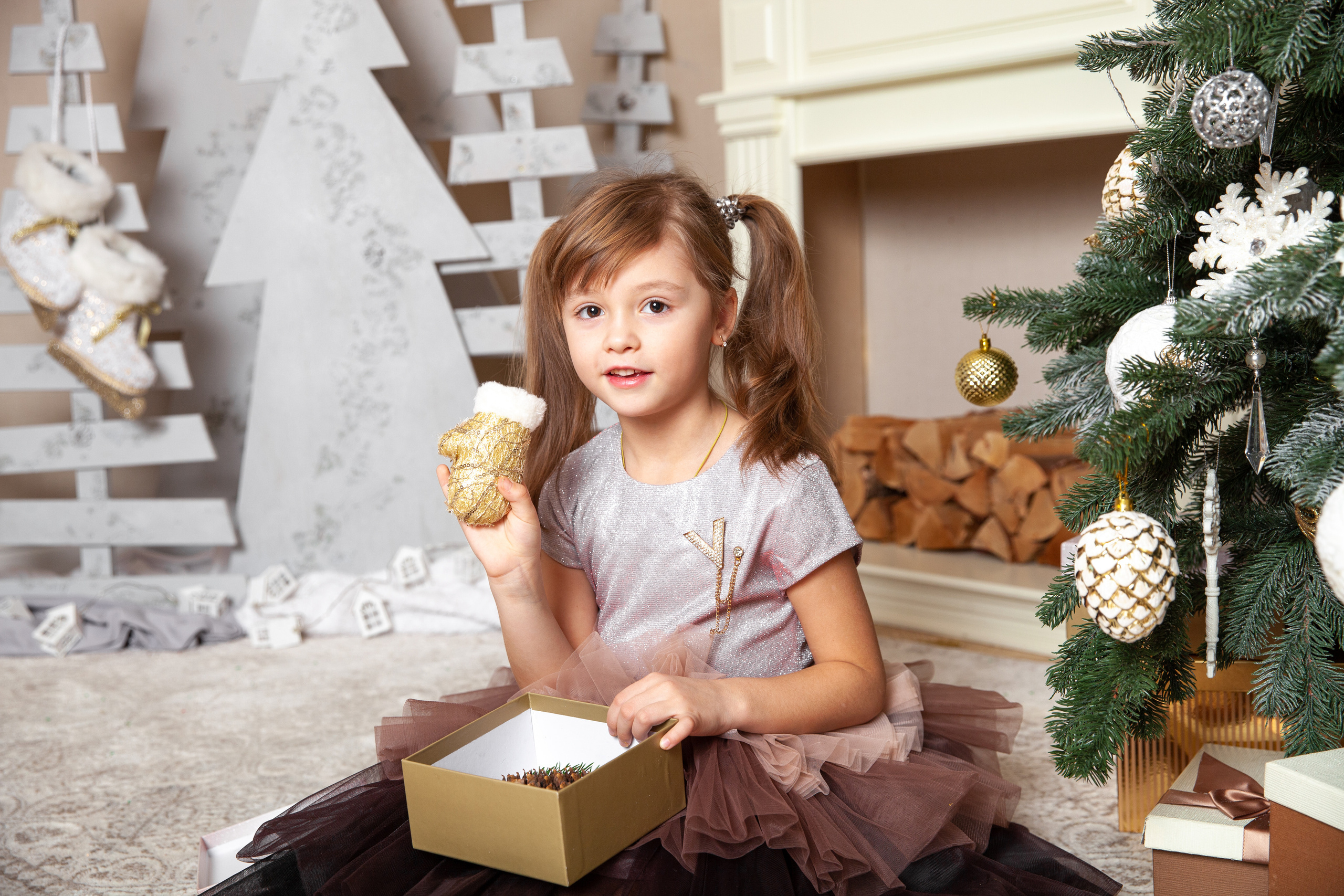 Мария с малышами. Новогодняя фотосессия. Фотограф в Железнодорожном и Балашихе