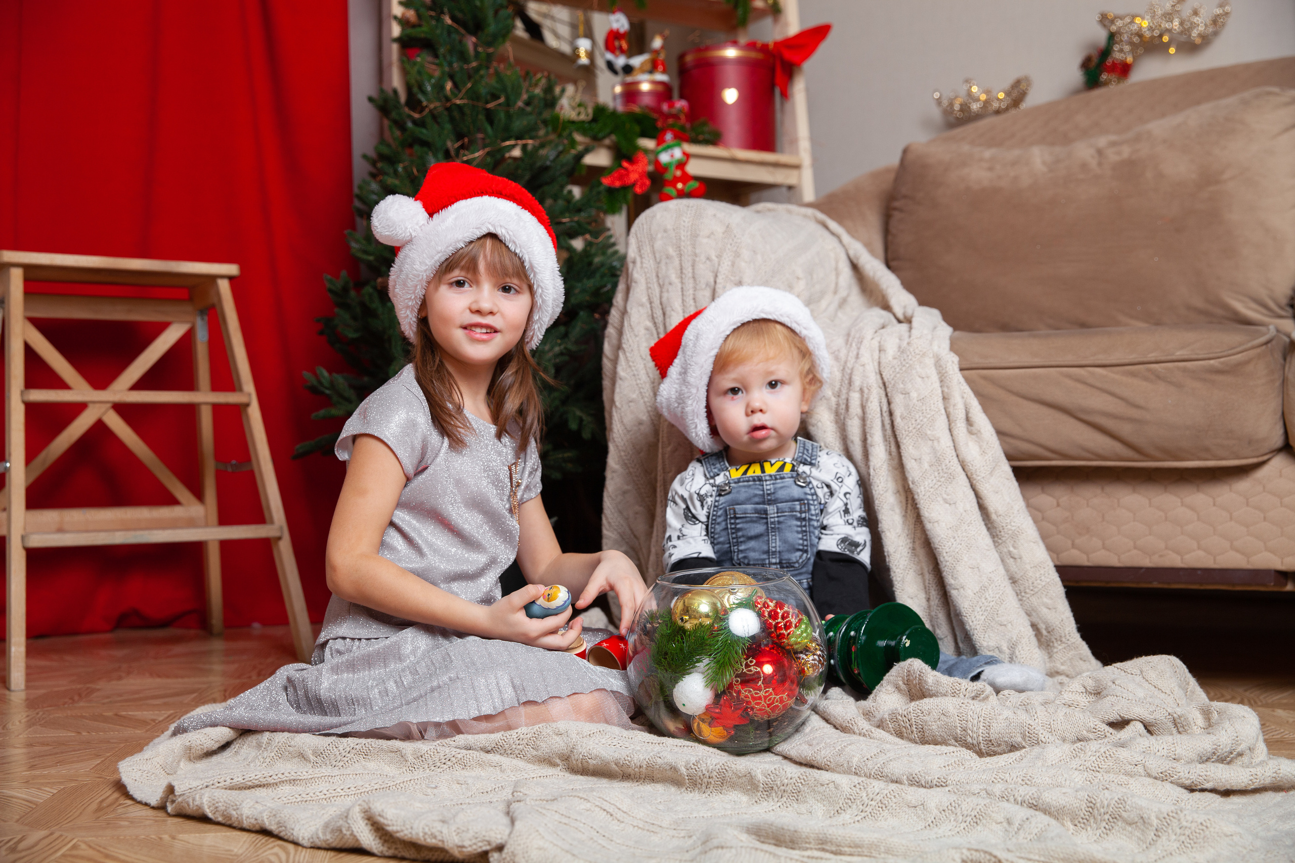 Мария с малышами. Новогодняя фотосессия. Фотограф в Железнодорожном и Балашихе