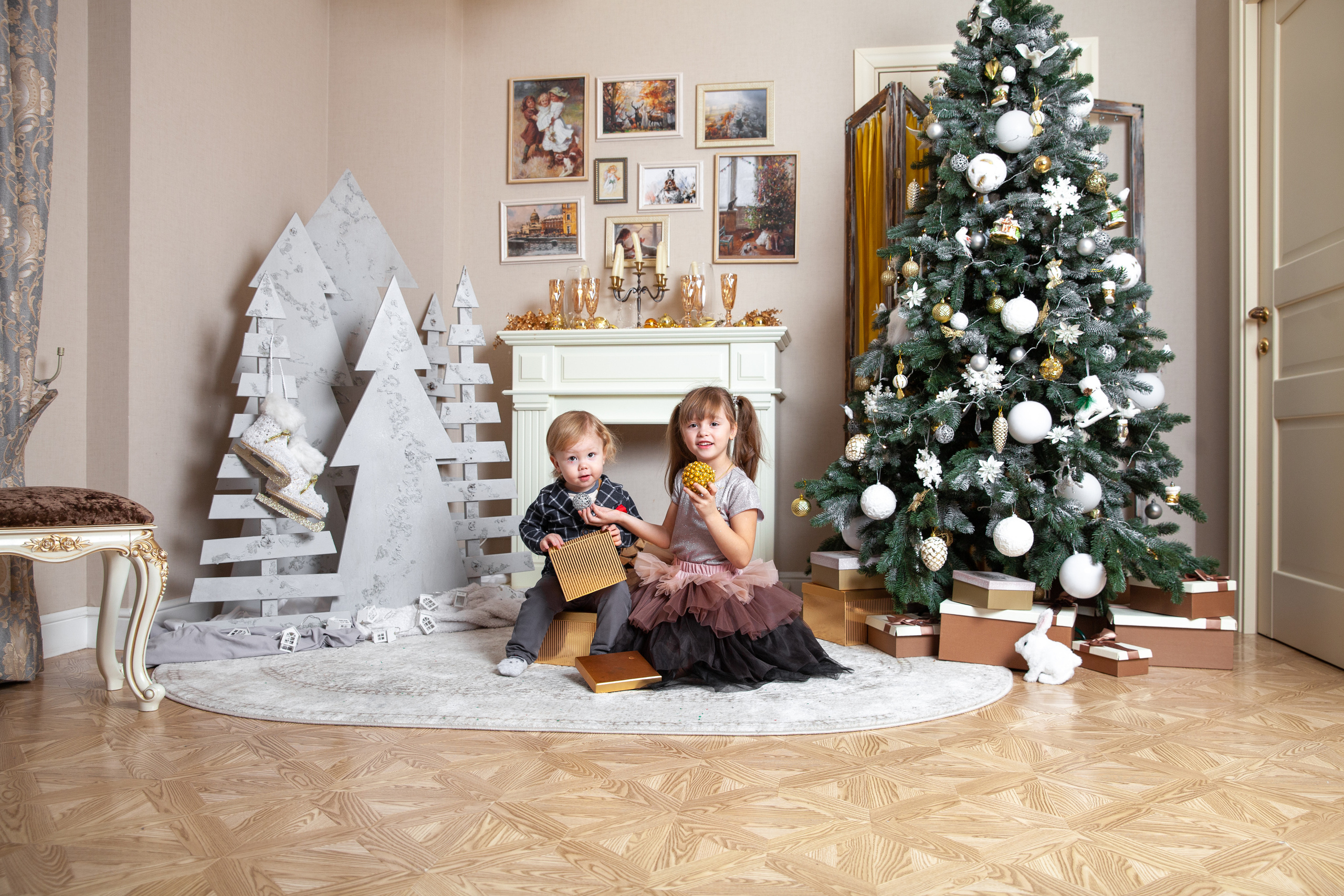 Мария с малышами. Новогодняя фотосессия. Фотограф в Железнодорожном и Балашихе