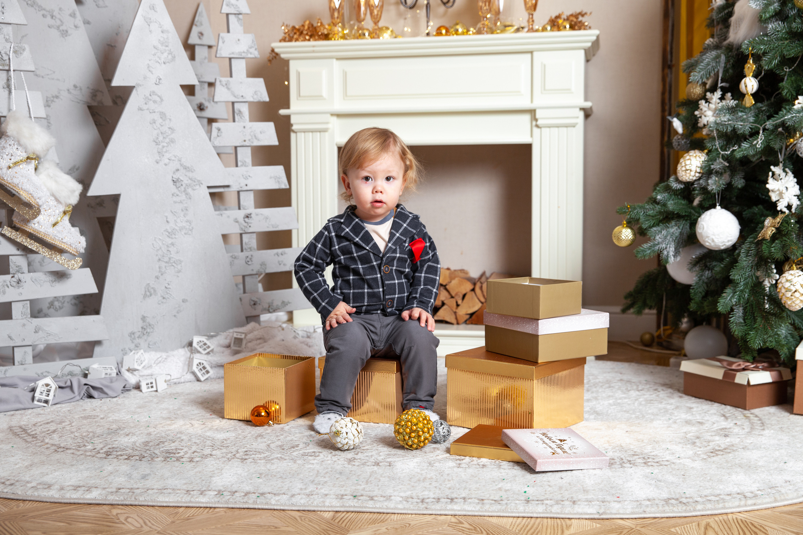 Мария с малышами. Новогодняя фотосессия. Фотограф в Железнодорожном и Балашихе