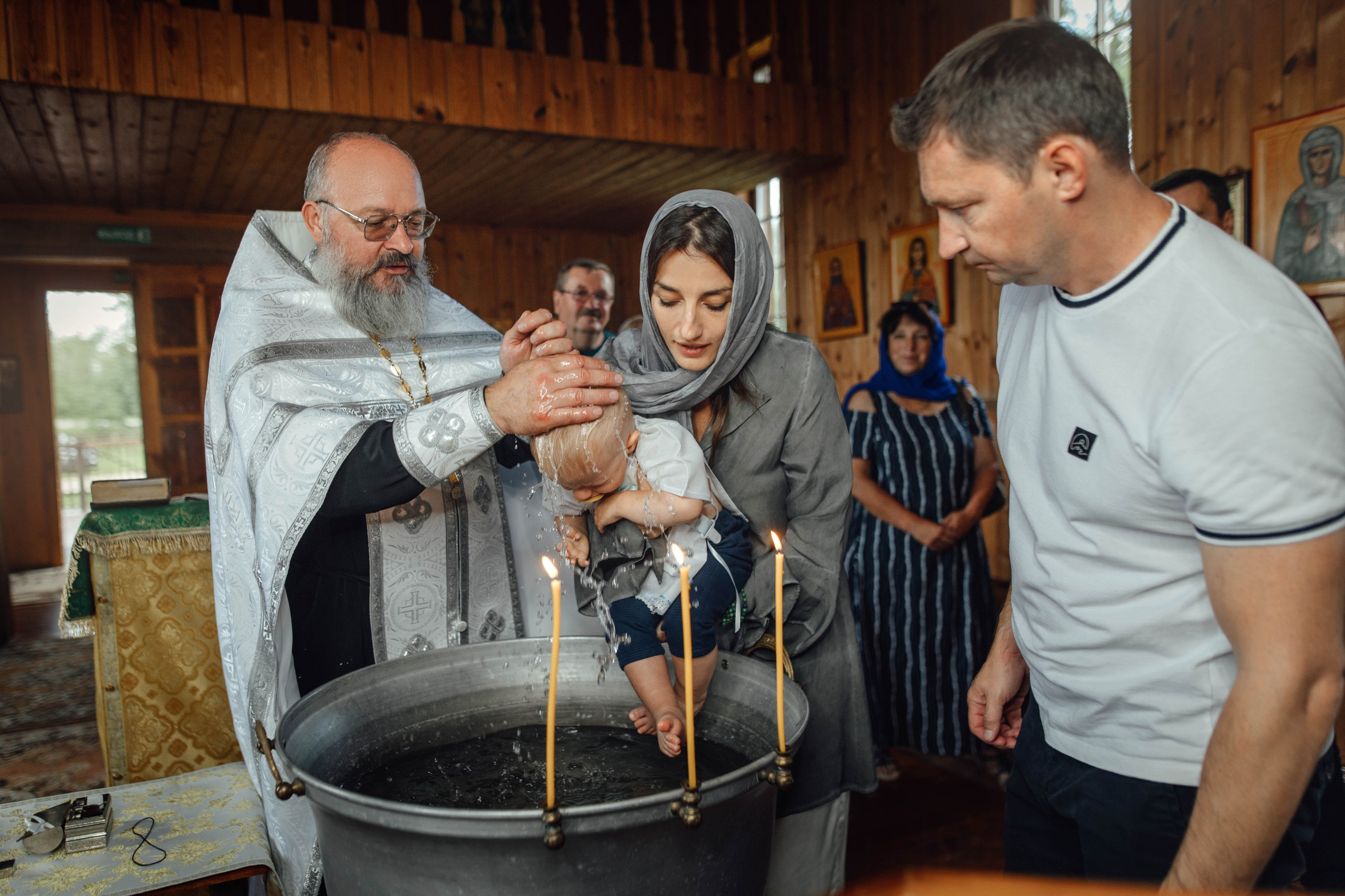 Крещение Тимофея, д. Киевец, храм Святой Троицы, август 2025