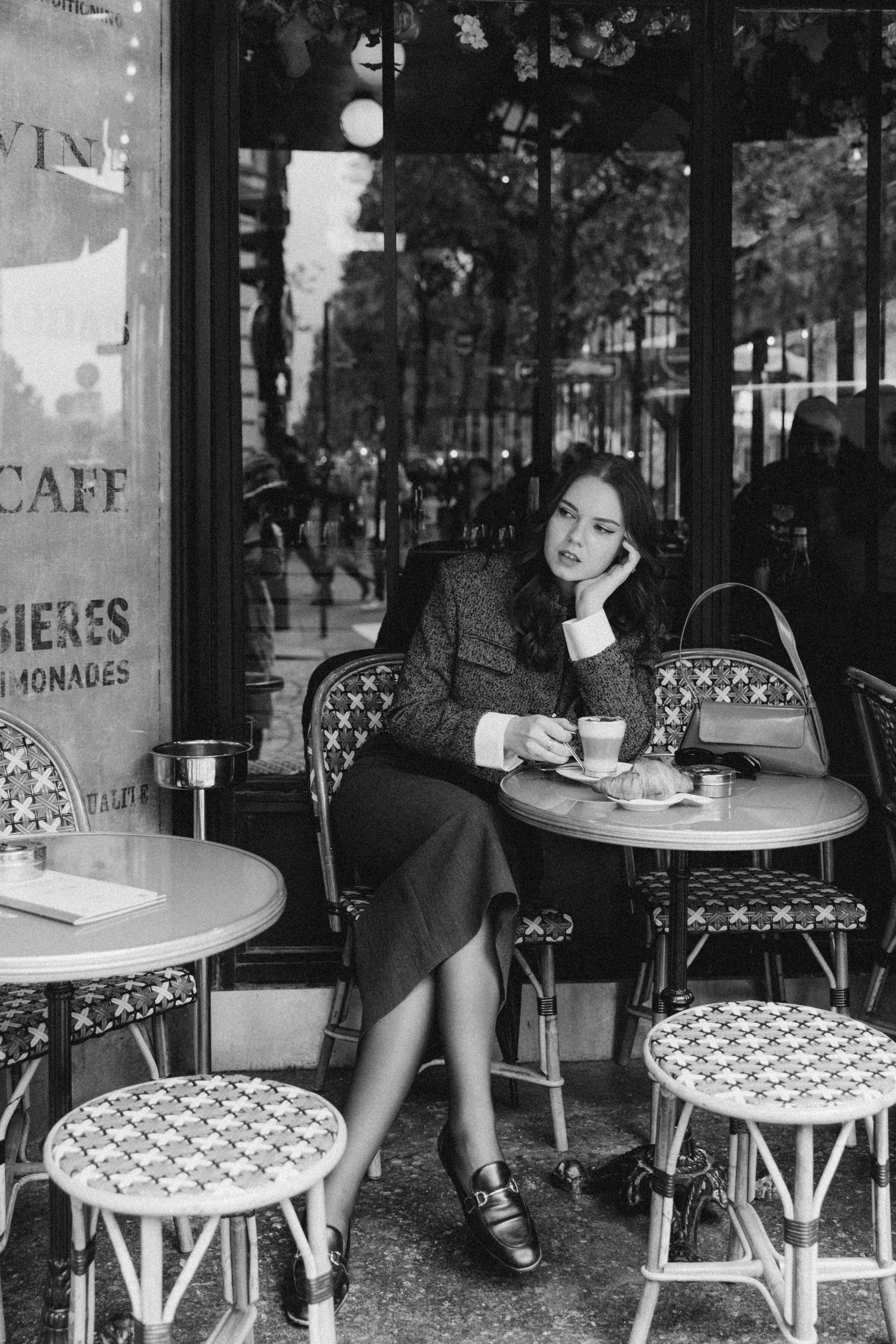 On the summer terrace. Photographer in Paris