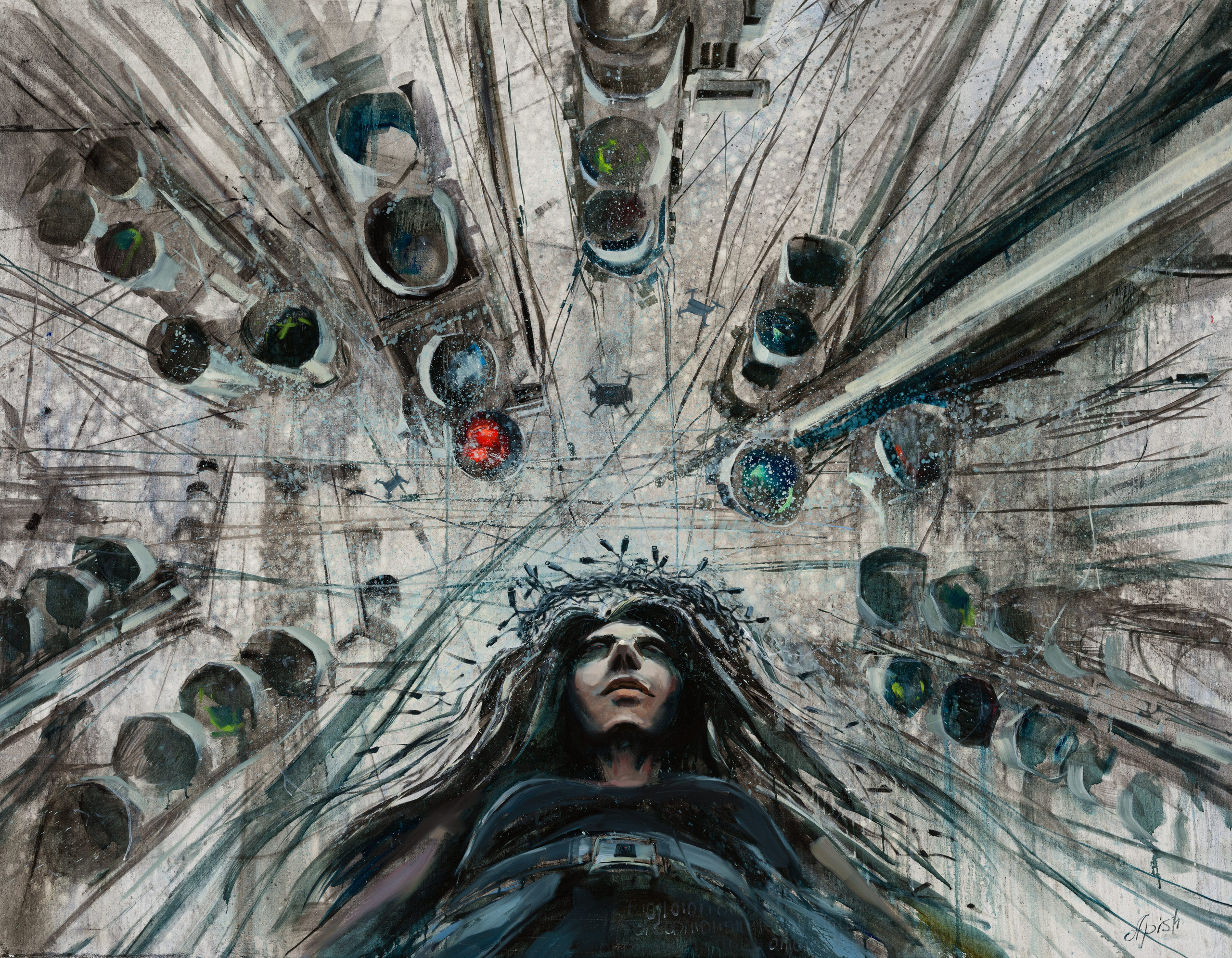 «Цифровая Мессия» - художник Алексей Апиш (холст, масло, 140x180 см, 2024)