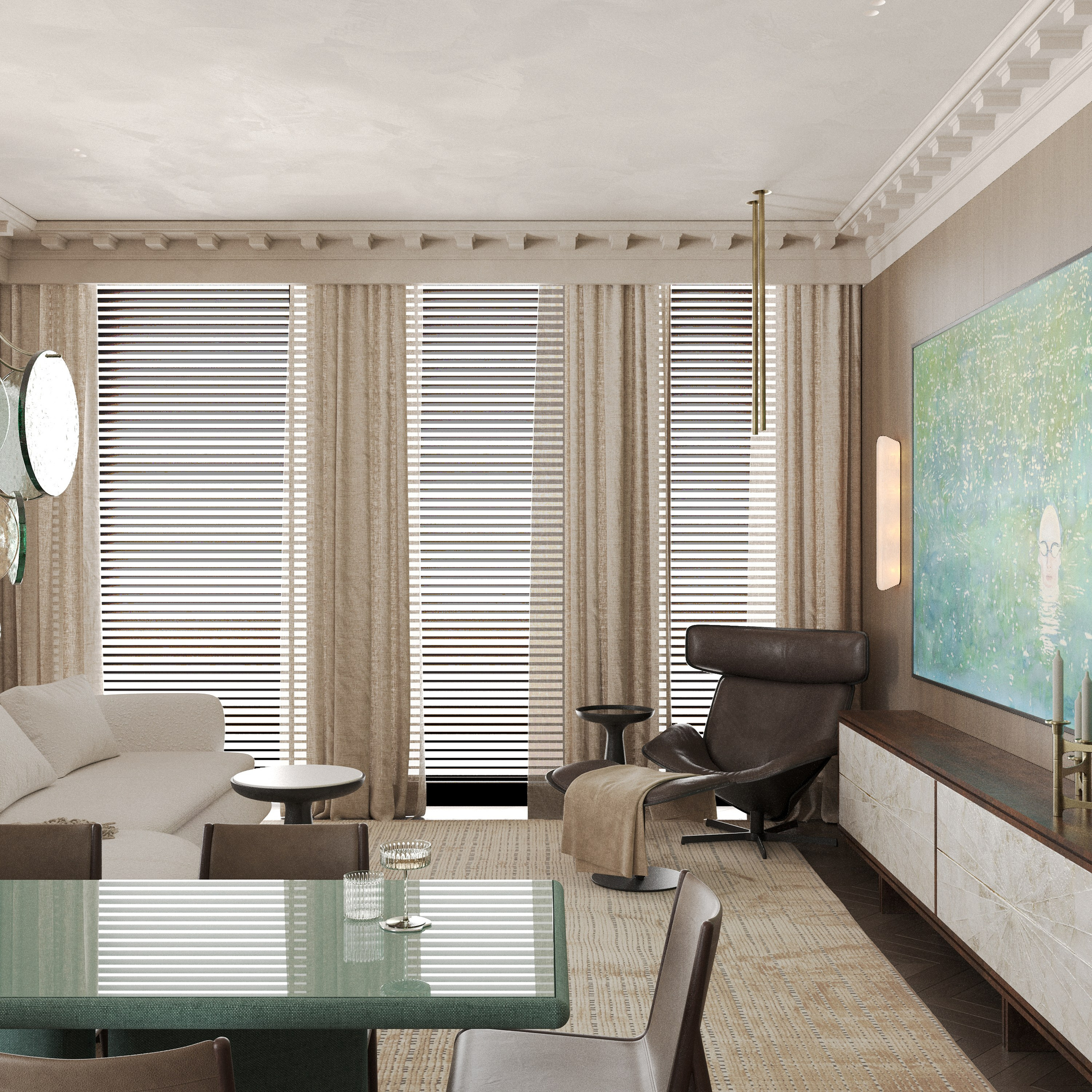 Сдержанная классика с элементами современности в квартире в Москве 135 m². SHAIMERDINOVA INTERIORS