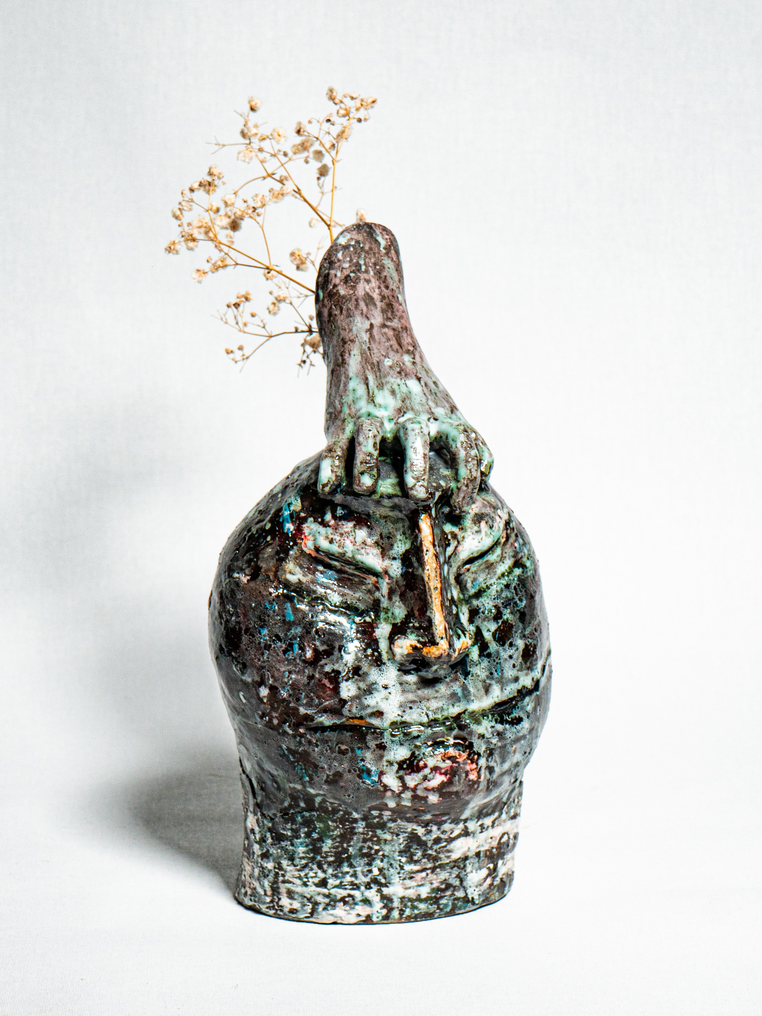 Дизайнерская керамическая ваза в виде головы африканского туземного идола