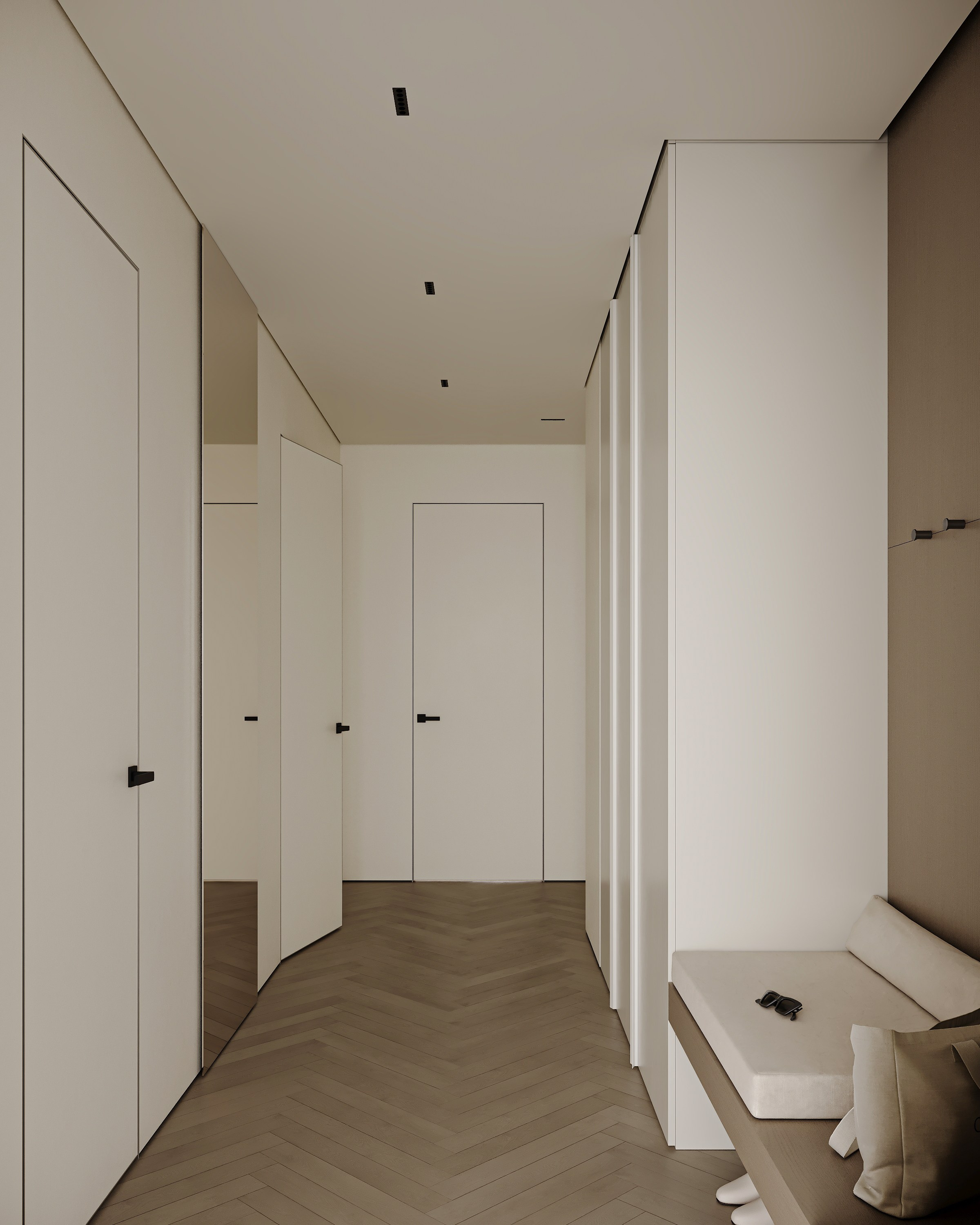 Светлый интерьер прихожей в частном доме