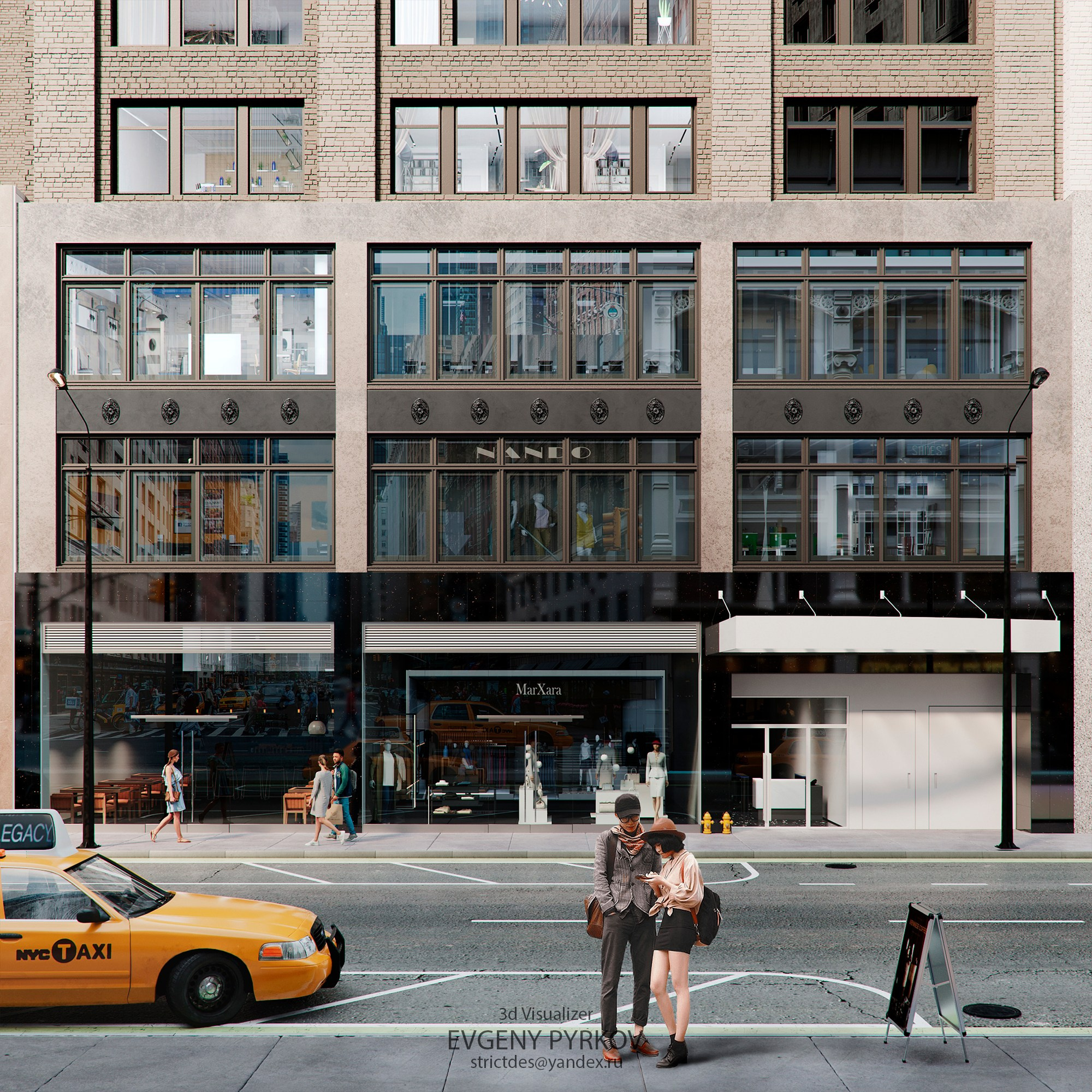 Фасад бизнес центра. Нью-Йорк. США. Клиент Ravelin. Евгений Пырков — 3d визуализатор интерьеров и экстерьеров России