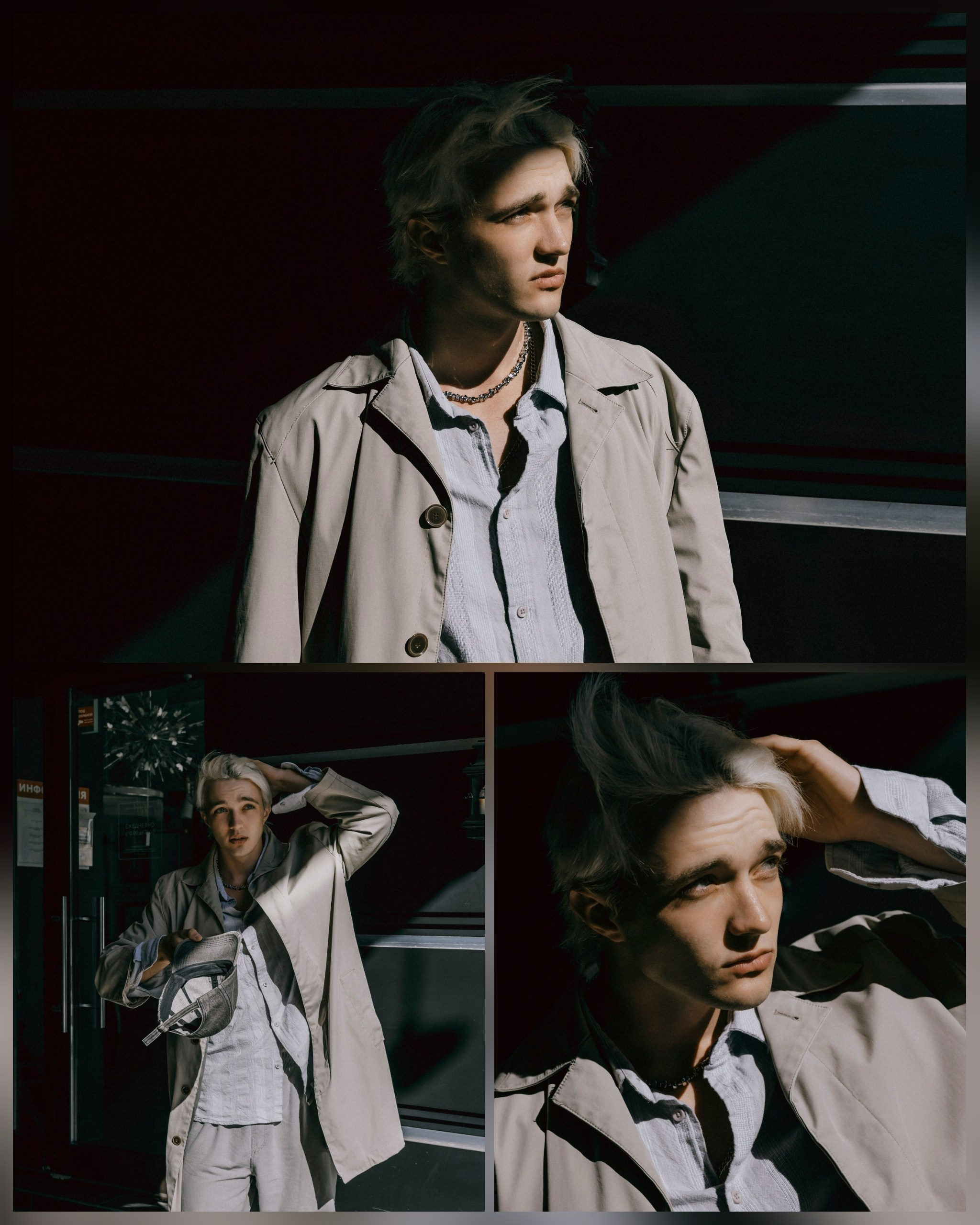 фото парня блондина в плаще