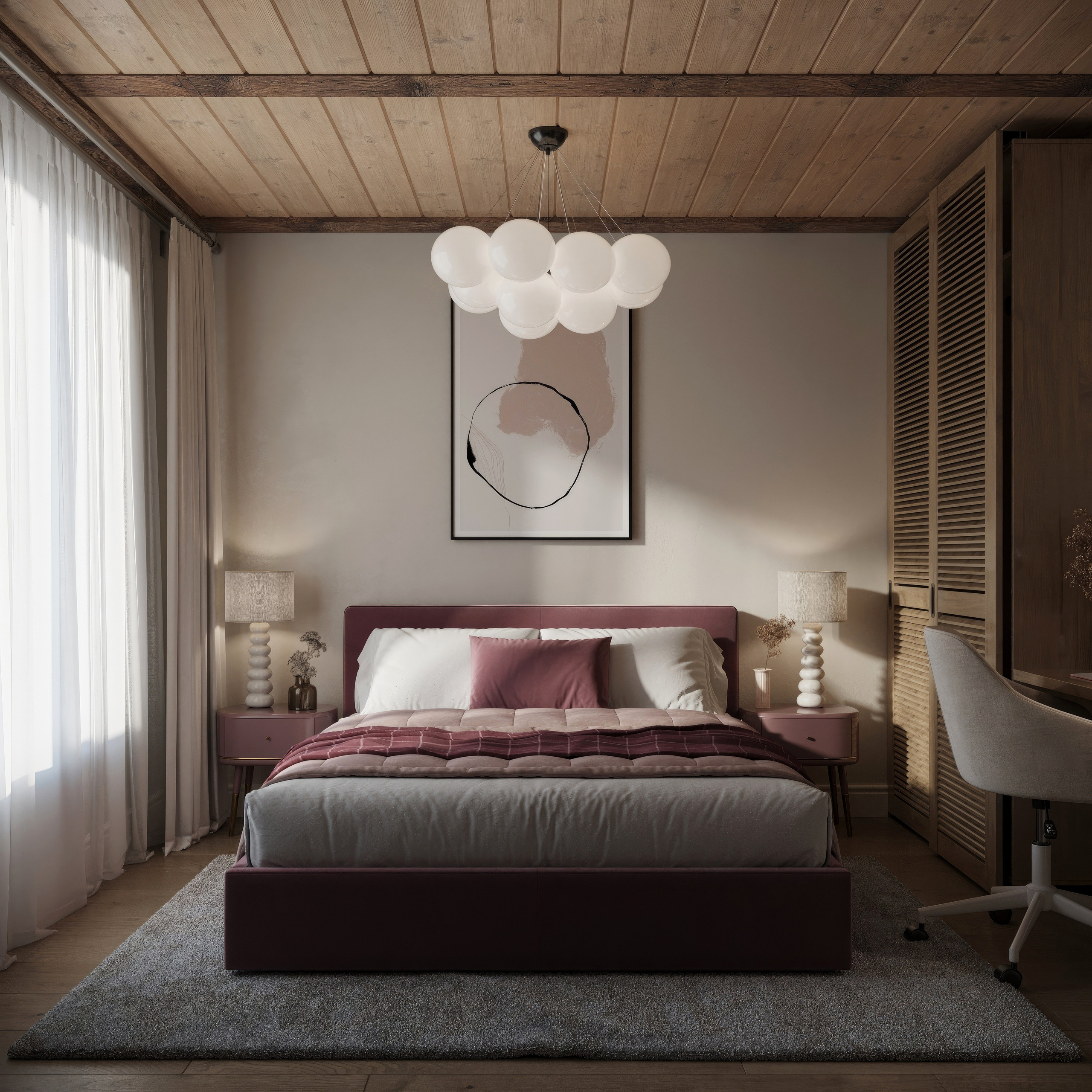 Countryside Cottage — Interior Design with Natural Materials. 3D INTERIOR AND ARCHITECTURE VISUALIZATION