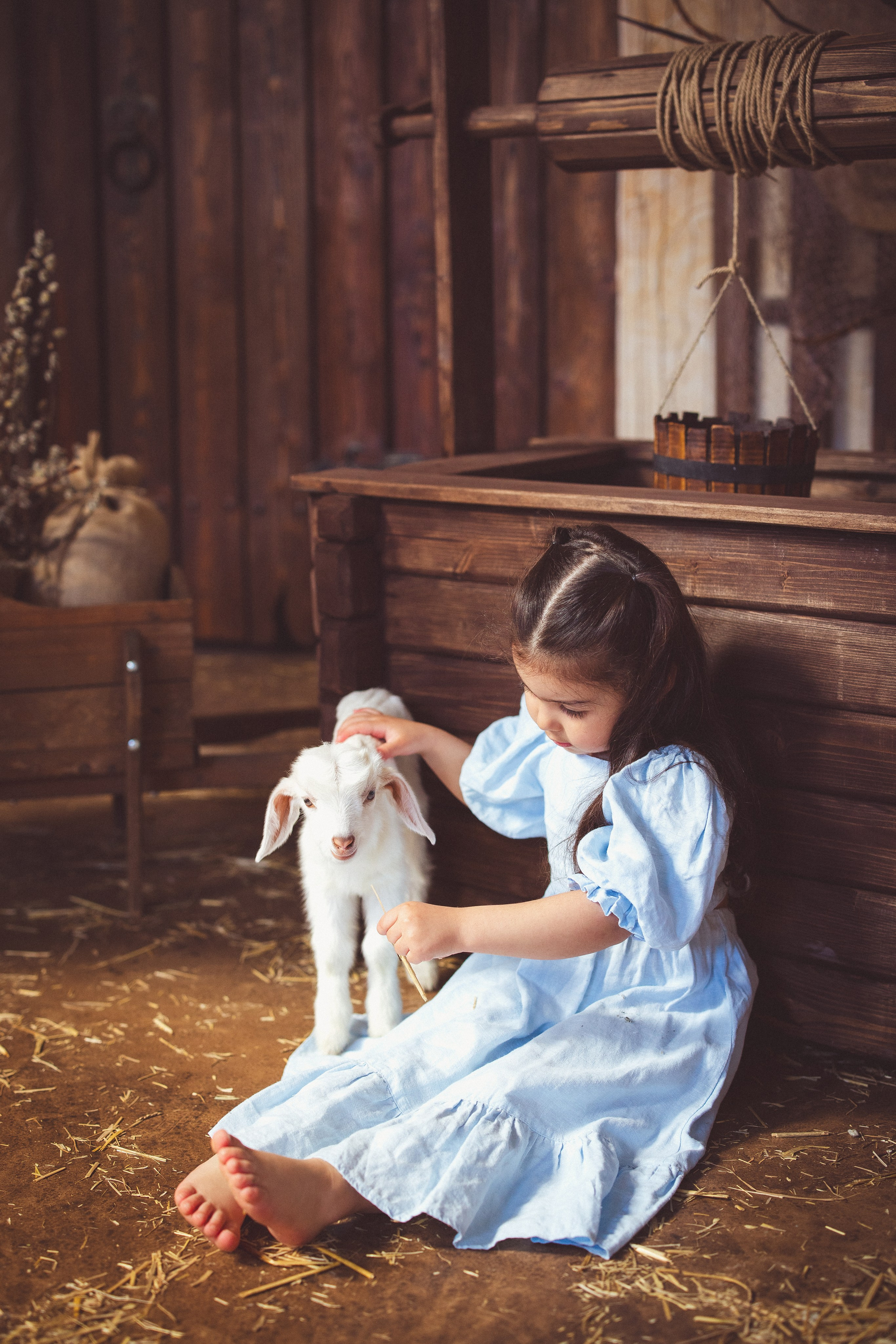 Пасхальный фотопроект с козочкой и утятами, в фотостудии «Эль» 2024 г. Семейный и детский фотограф в Краснодаре Анна Трашкова