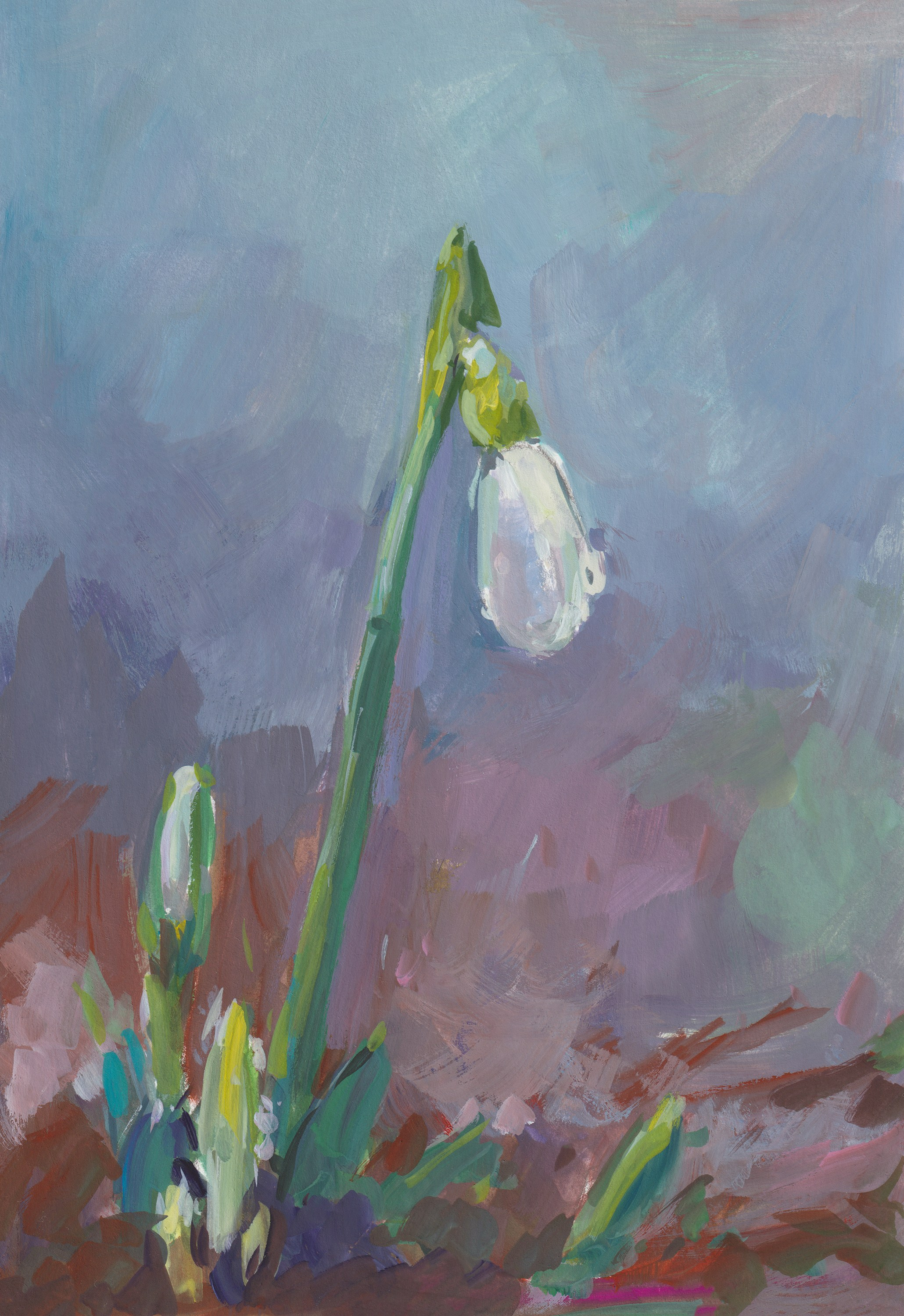 "Подснежник" бумага, гуашь 15х21см, 2025