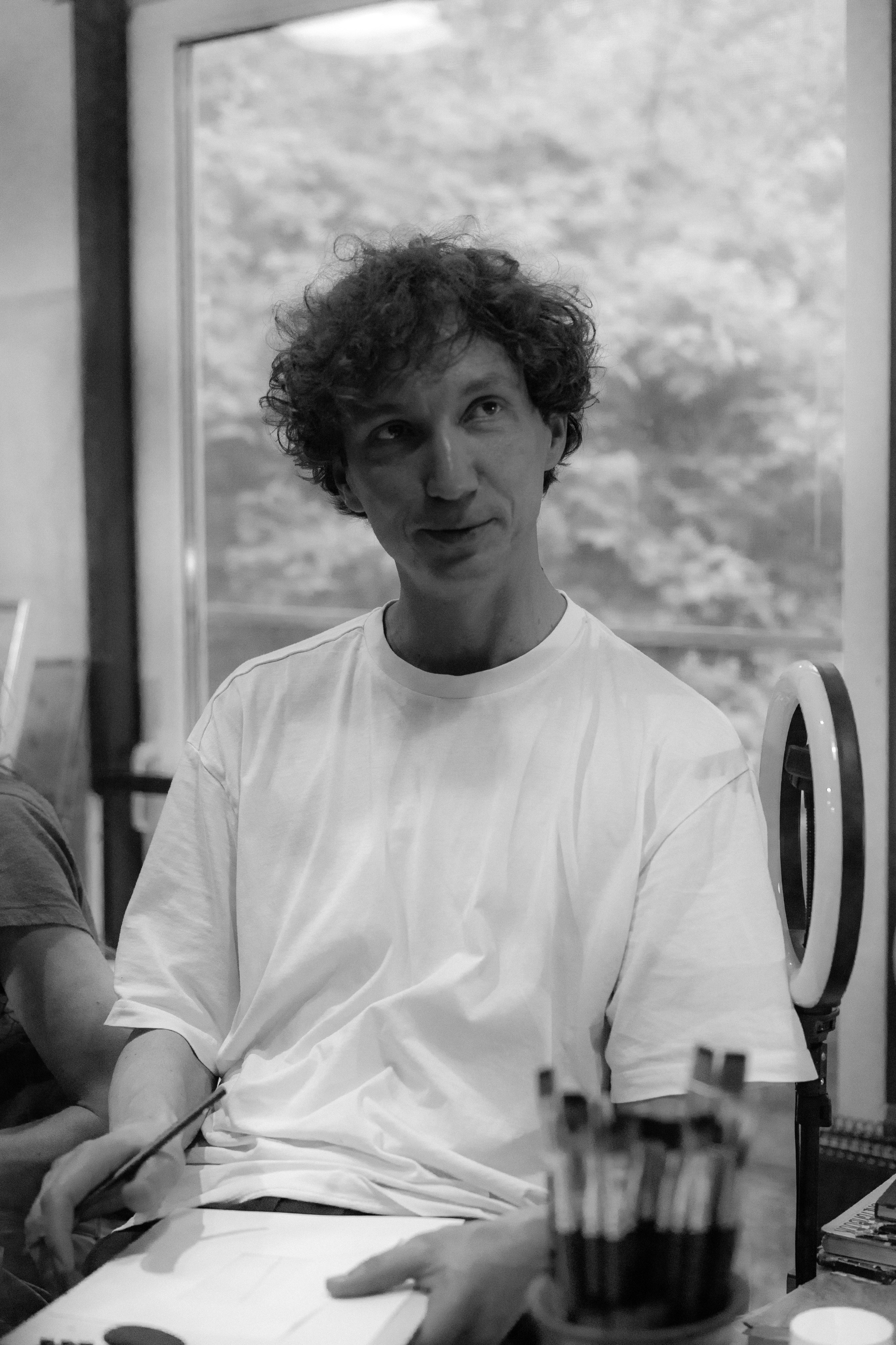 мастер-класс художника Ильи Даньшина в мастерской Бёхово. фотограф Лиза Фирстова