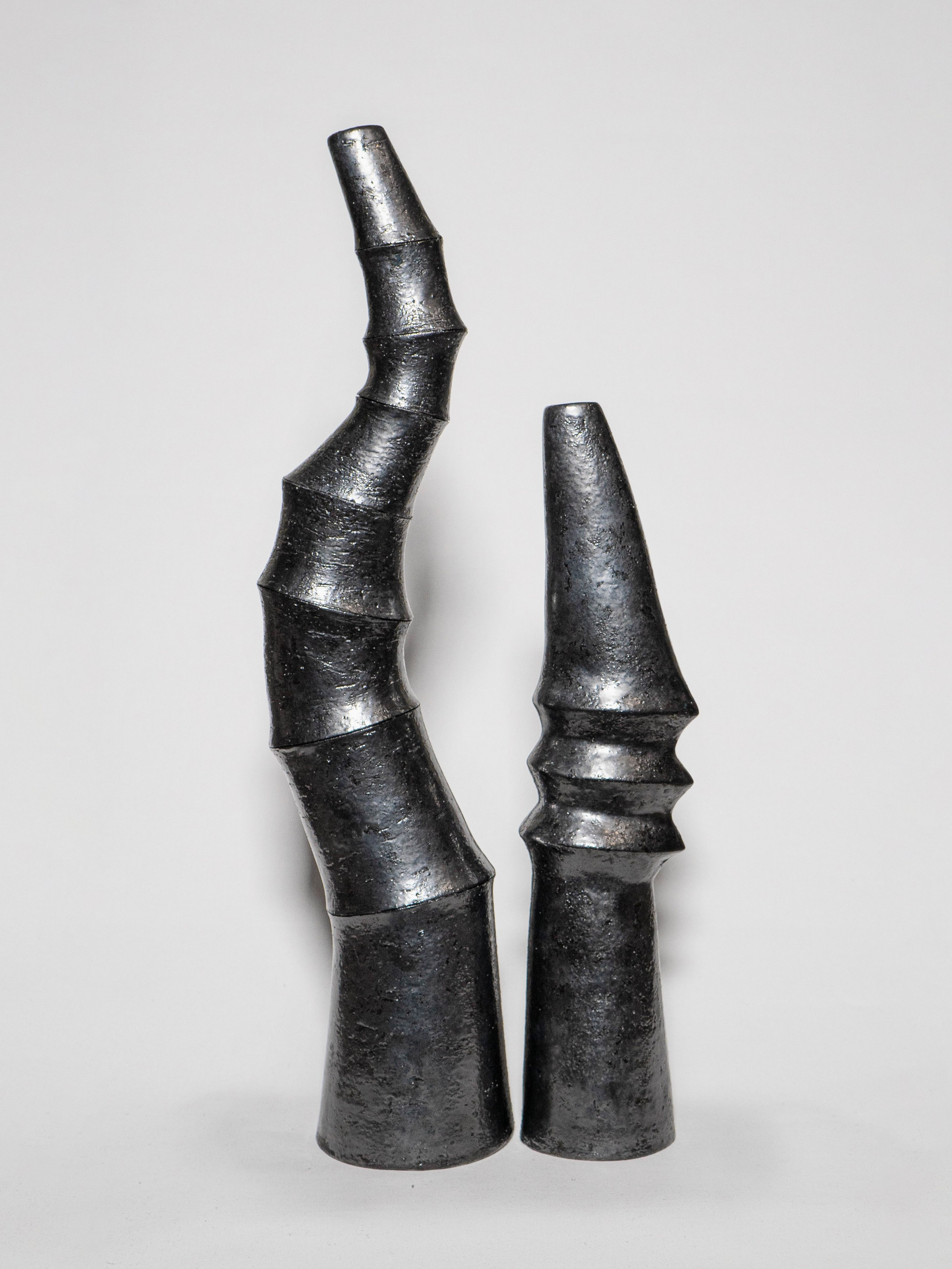 Арт напольные вазы для декора Екатерины Кудряшовой, цвет металлизированный графит