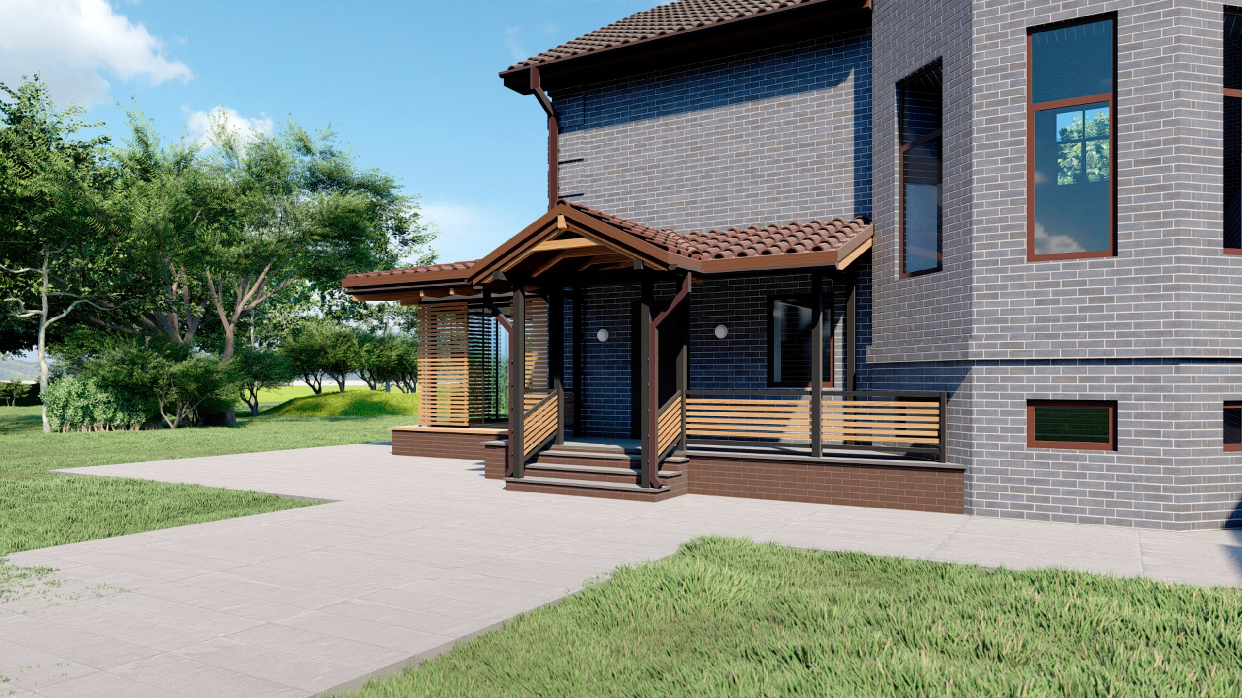 Реконструкция крыльца и пристройки. Эскизный проект. RASEN DESIGN. Архитектурные проекты зданий, интерьеров и благоустройства