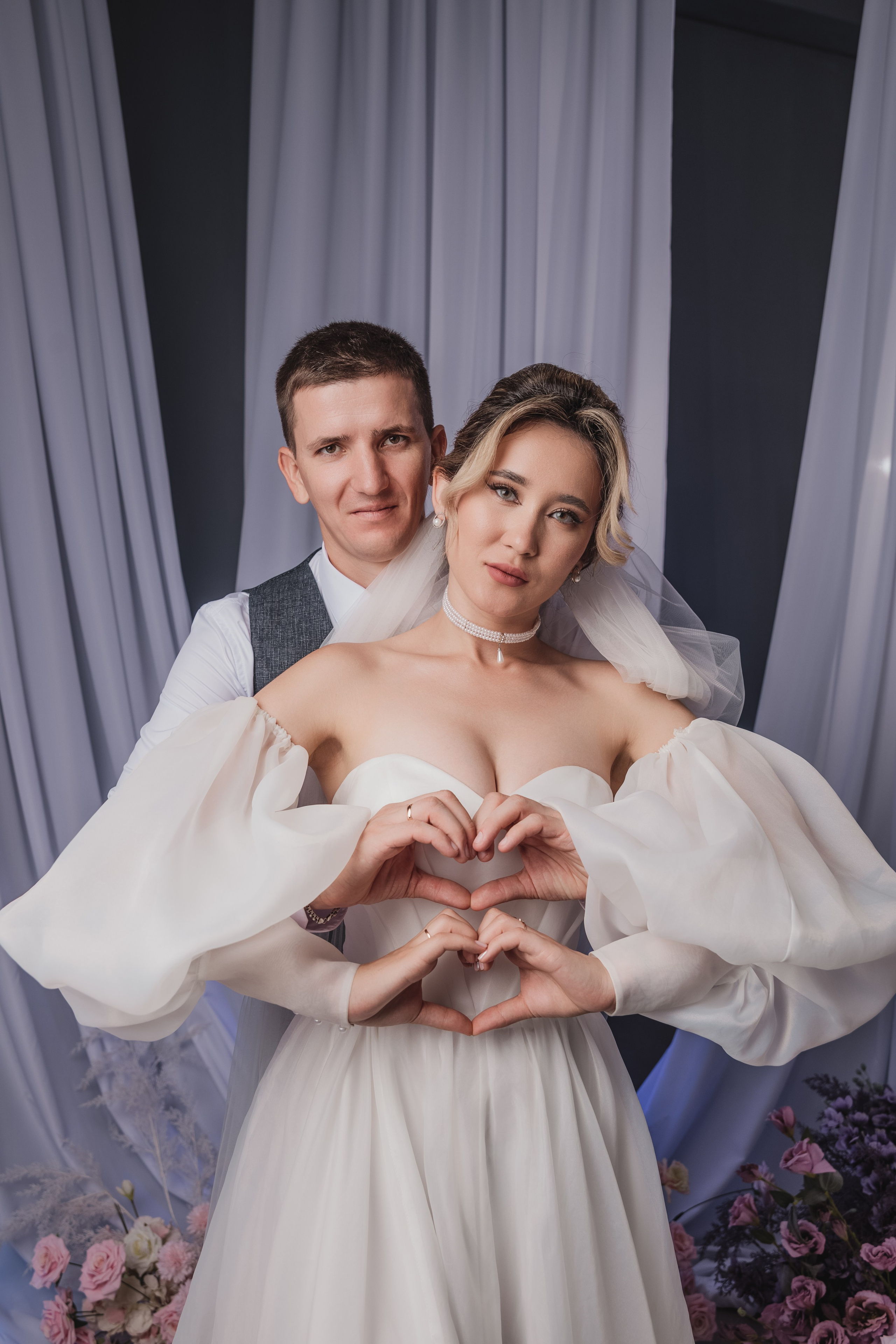 Свадебная фотосессия в фотостудии г. Саратова Яна и Сергей 28.08.2024. Свадебный фотограф, портретный фотограф в Москве и Саратове Оксана Анциферова