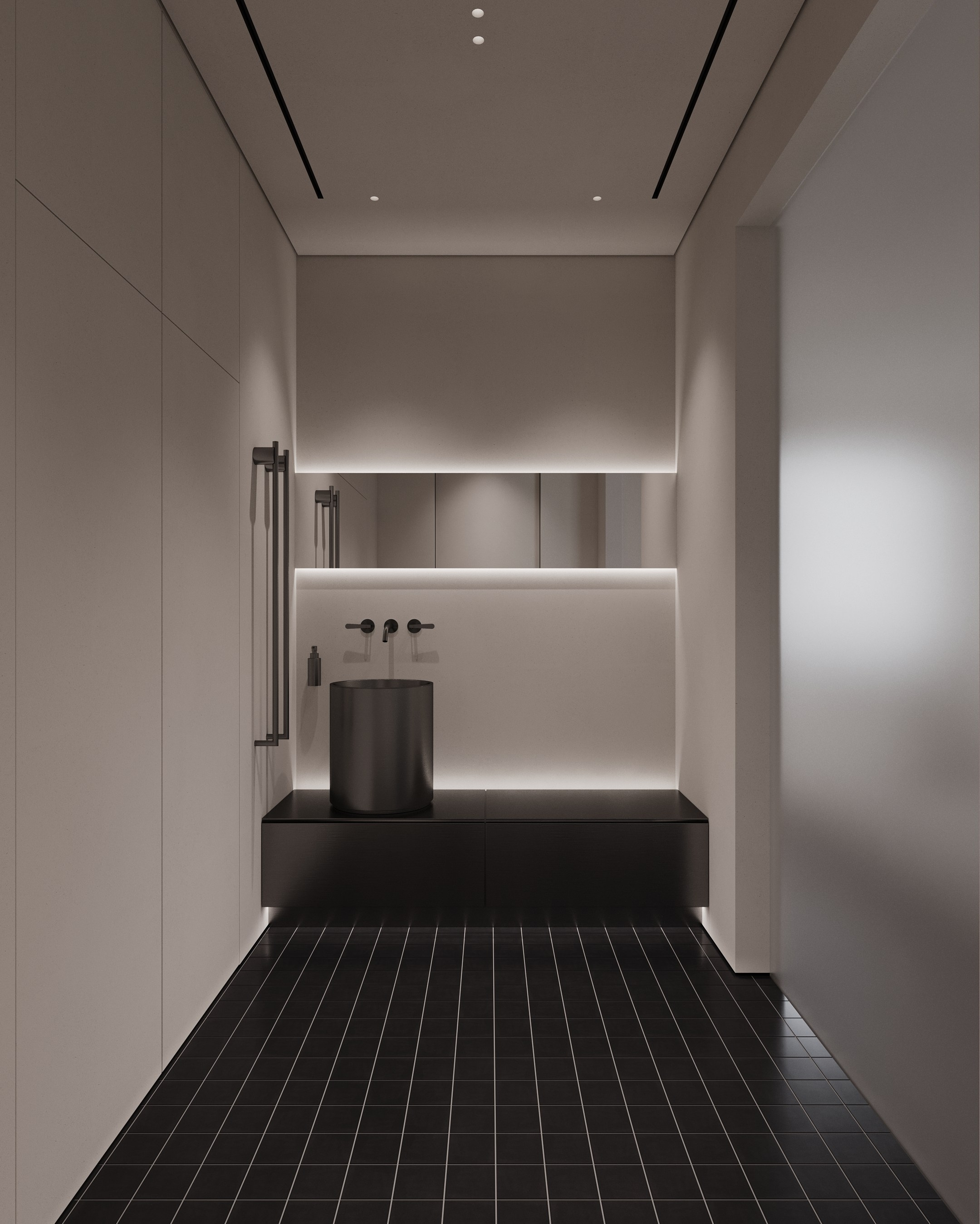 Прачеченая гостевой туалет санузел в стиле минимализм Dea como interior