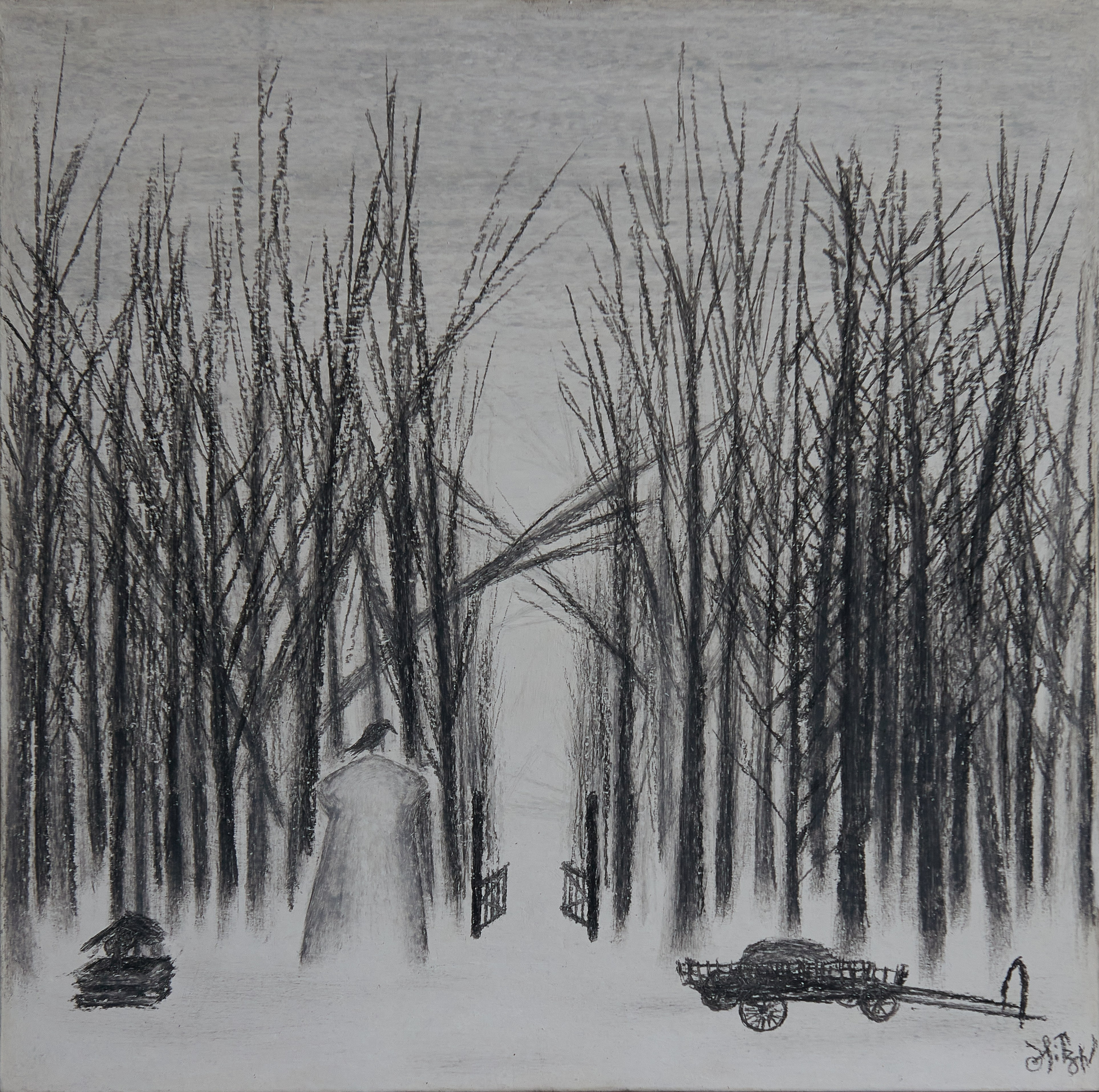 Менгир Перед Однопутьем. Дорога через мёртвый лес Ведёт сквозь тайну в явь небес,Но обоз быть должен брошен,Ибо он – мирская ноша.Колодец даст воды живойИз глубины земли сырой,А Менгир в себе сам знакОбретающим сей шаг.Этот путь лишь тем открыт,Чей ворон смысла зорко бдит. Год создания: 2005 г.