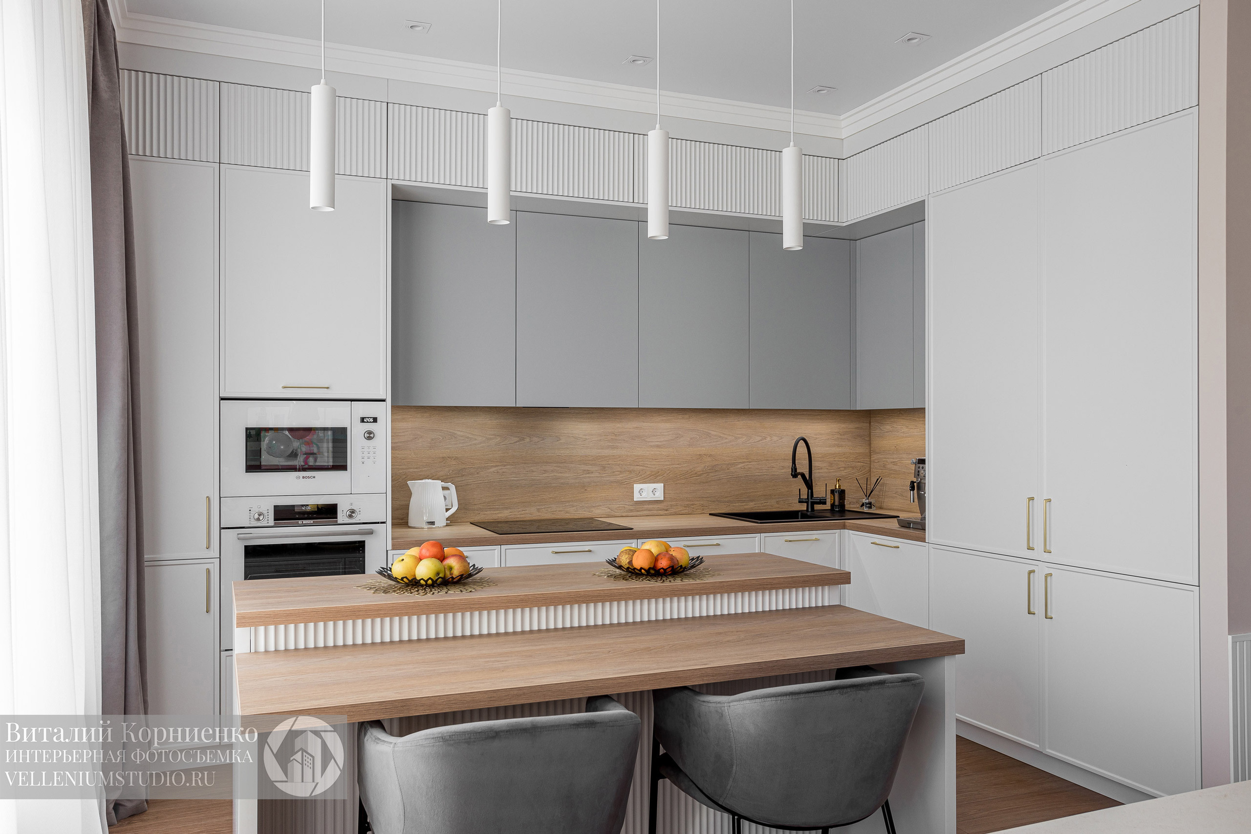 Фотосъемка белой кухни в Краснодаре. Интерьерный фотограф Краснодар: профессионально по доступным ценам