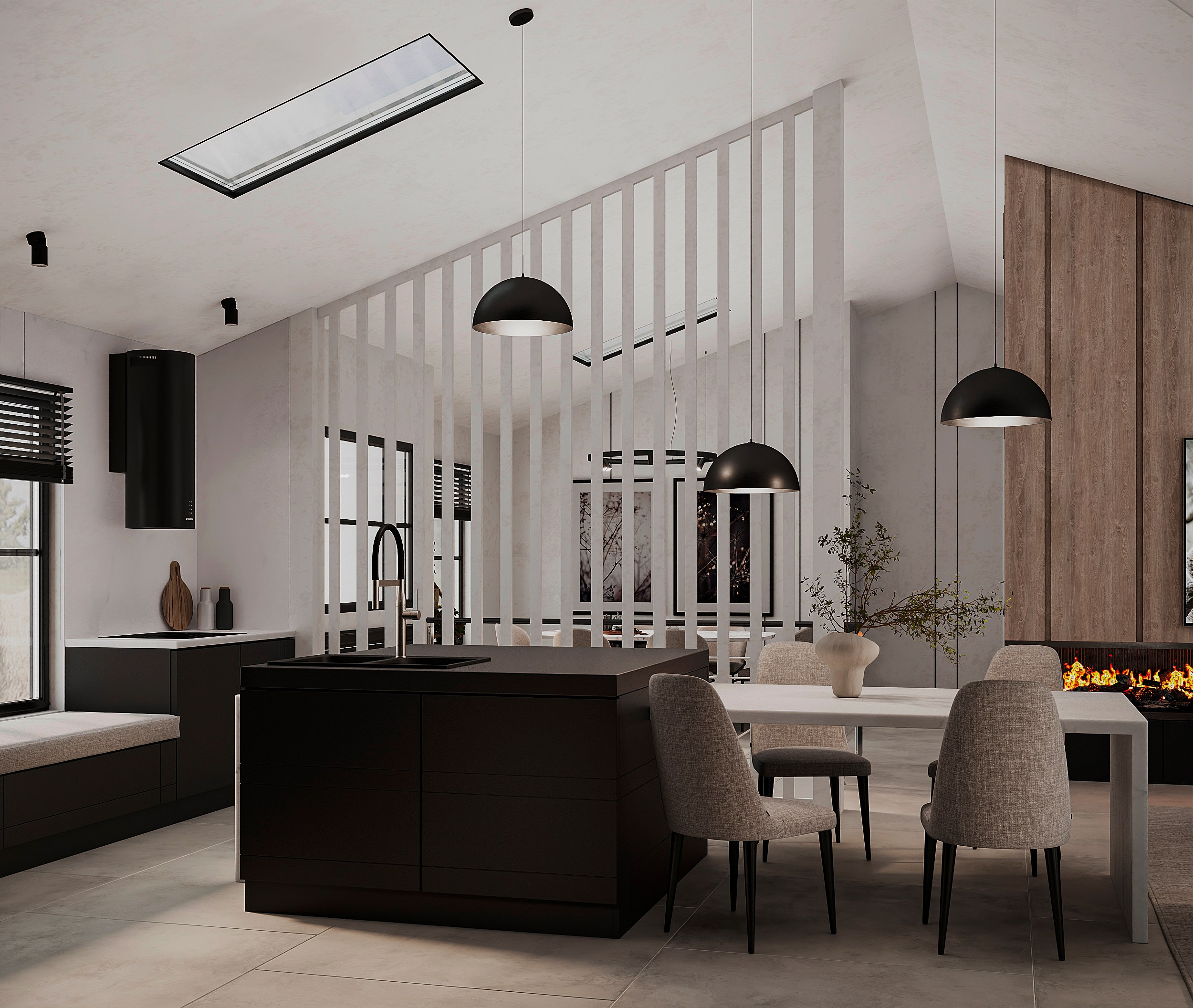 Кухня — Гостиная и прихожая в одном помещении 🤍