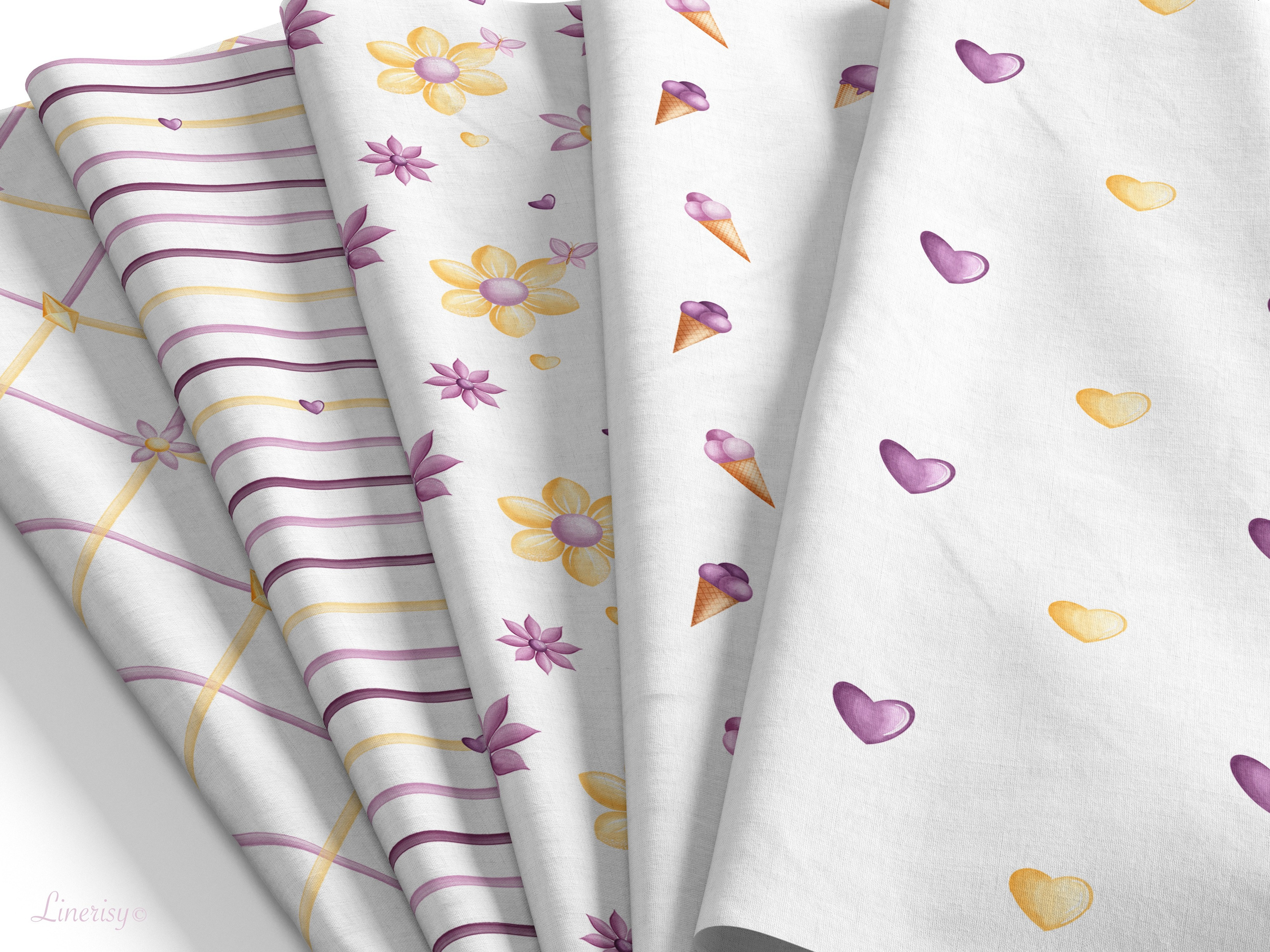 Коллекция «Весна» — графические элементы, иллюстрации, бесшовные паттерны, рамки и бордюры. Художник-иллюстратор Евгения Бекренёва