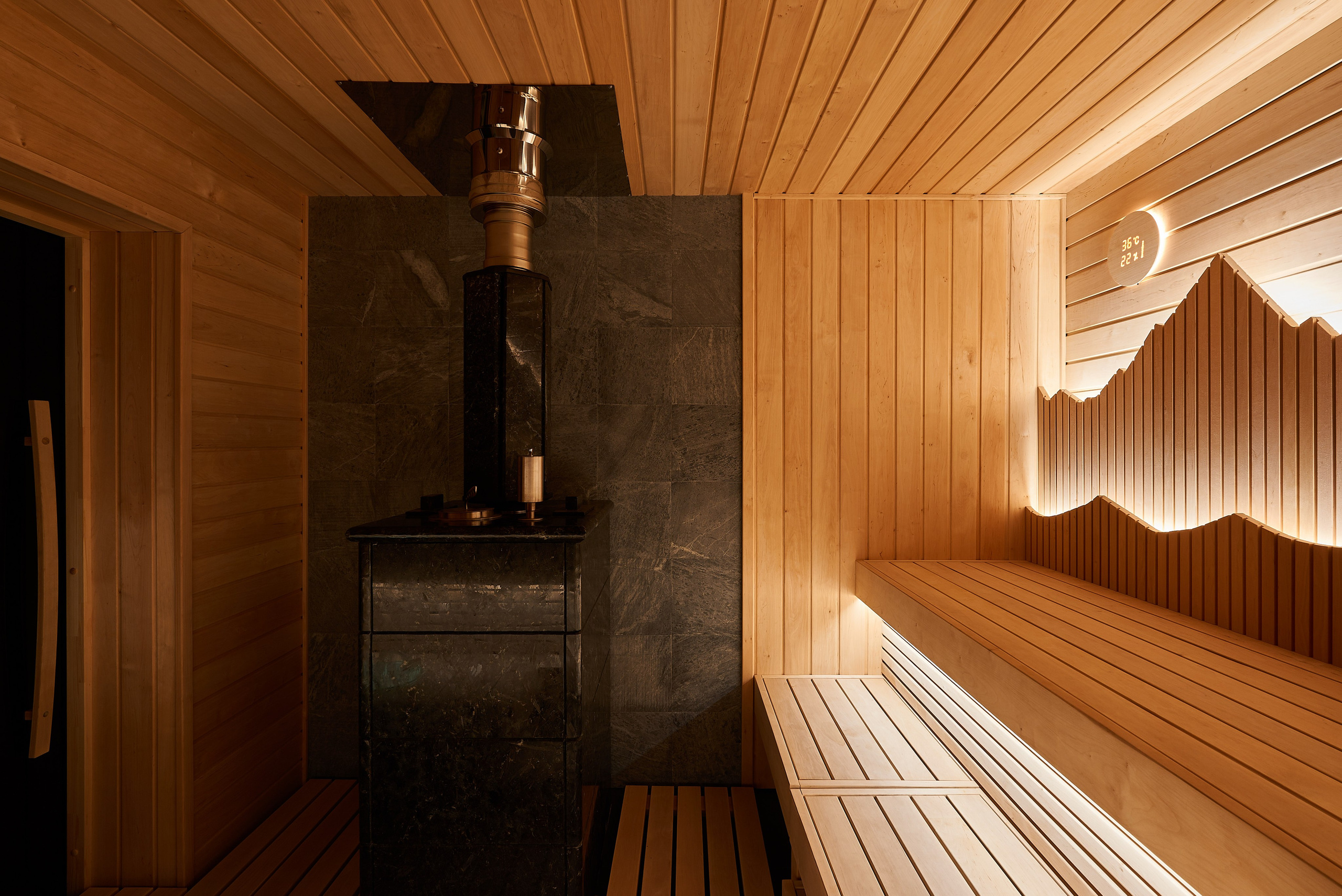 Сауна с 3D пано в виде гор, по проекту MBSaun (Бизнес съемка). Бояршинов Антон Интерьерный фотограф/видеограф Москва