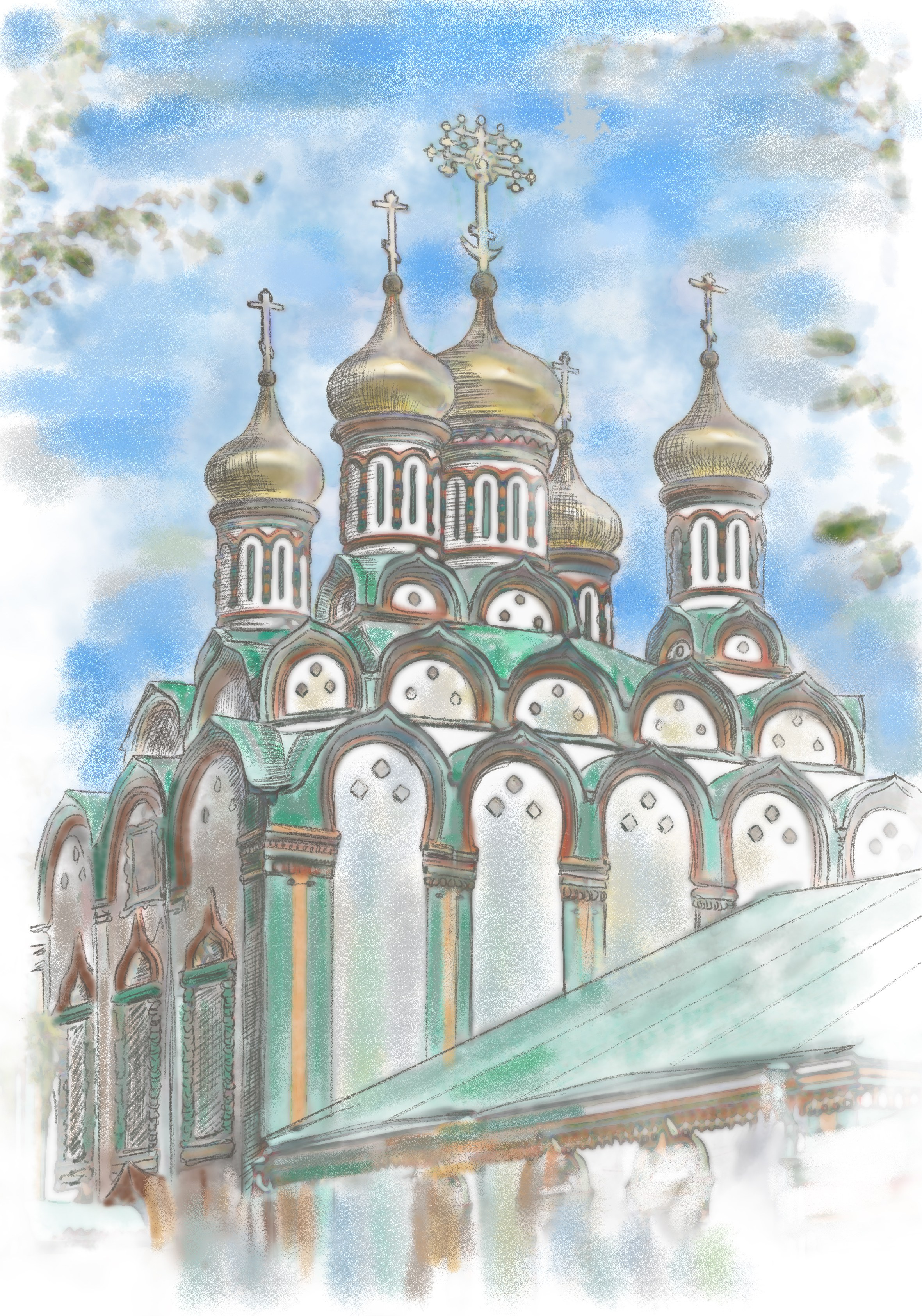 Работа над Цифровой акварелью для обложки альбома. Фотограф на крестины