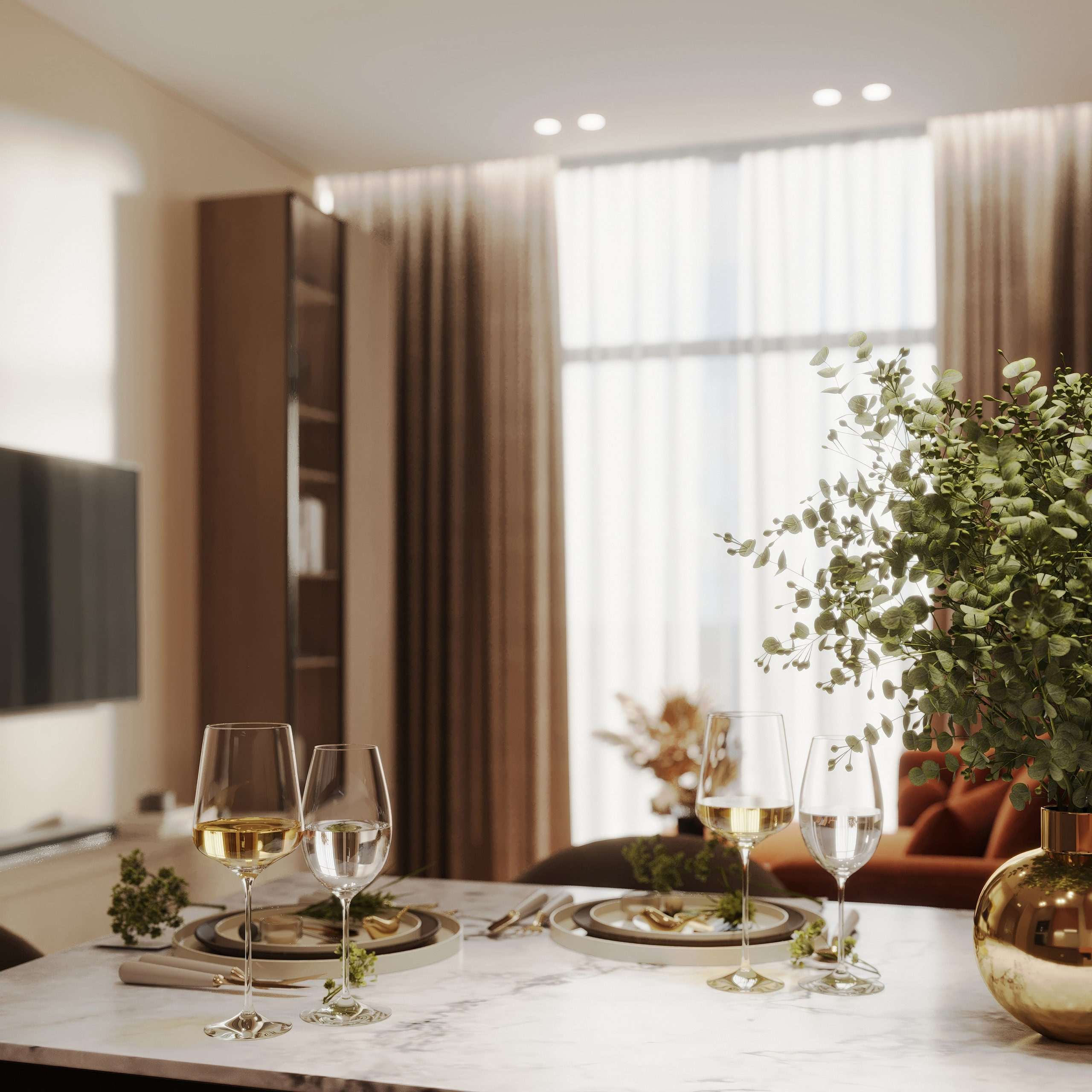 Studio Apartment — Warm and Modern Interior Design. 3D INTERIOR AND ARCHITECTURE VISUALIZATION