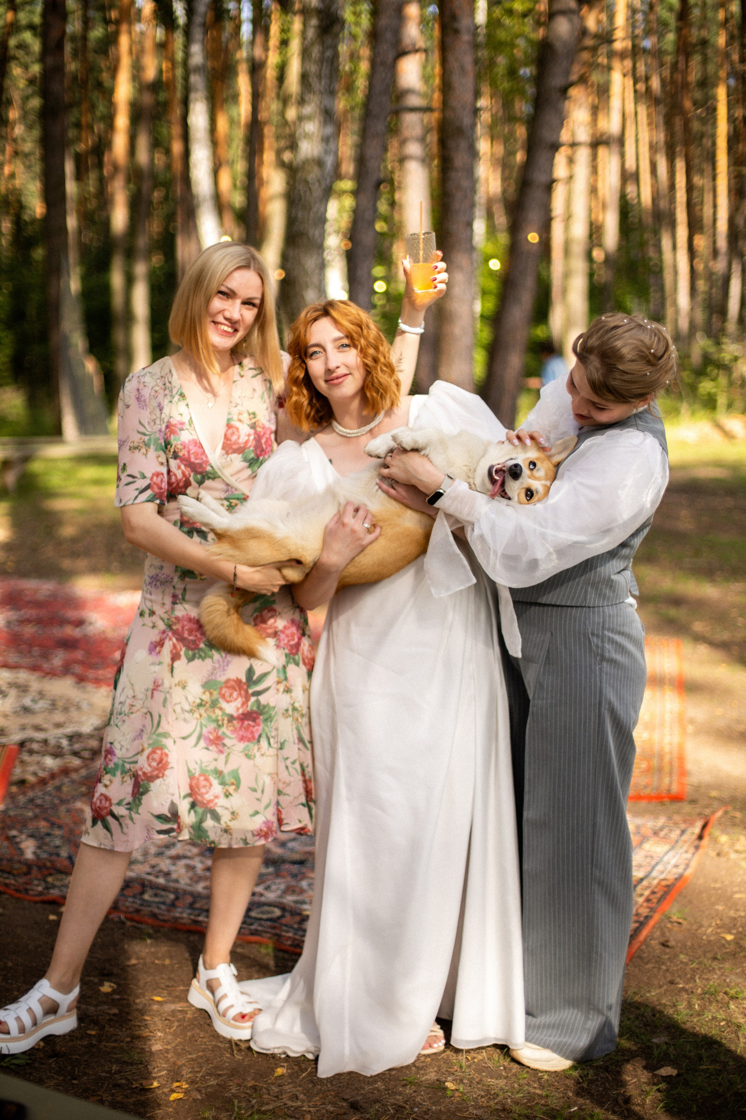 Корги свадьба в сосновом лесу. Фотограф Москва Жуковский Раменское