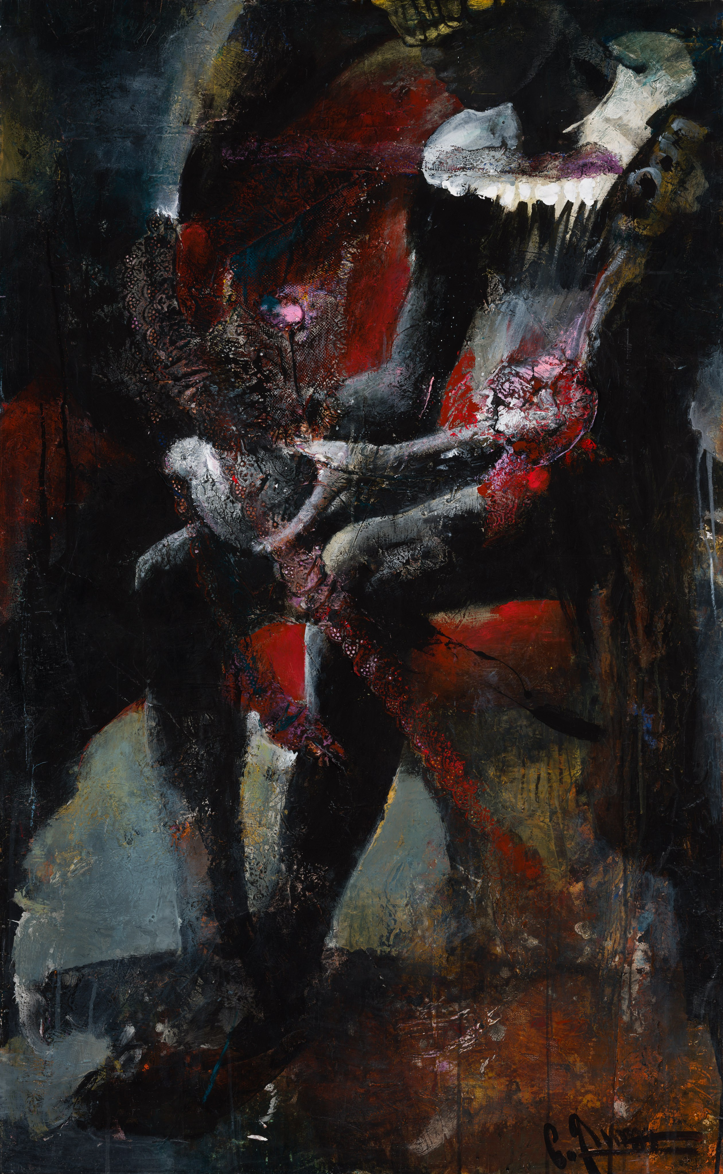 «Авгур» - художник Сергей Яшин (холст, смешанная техника, 130x80 см, 2020)