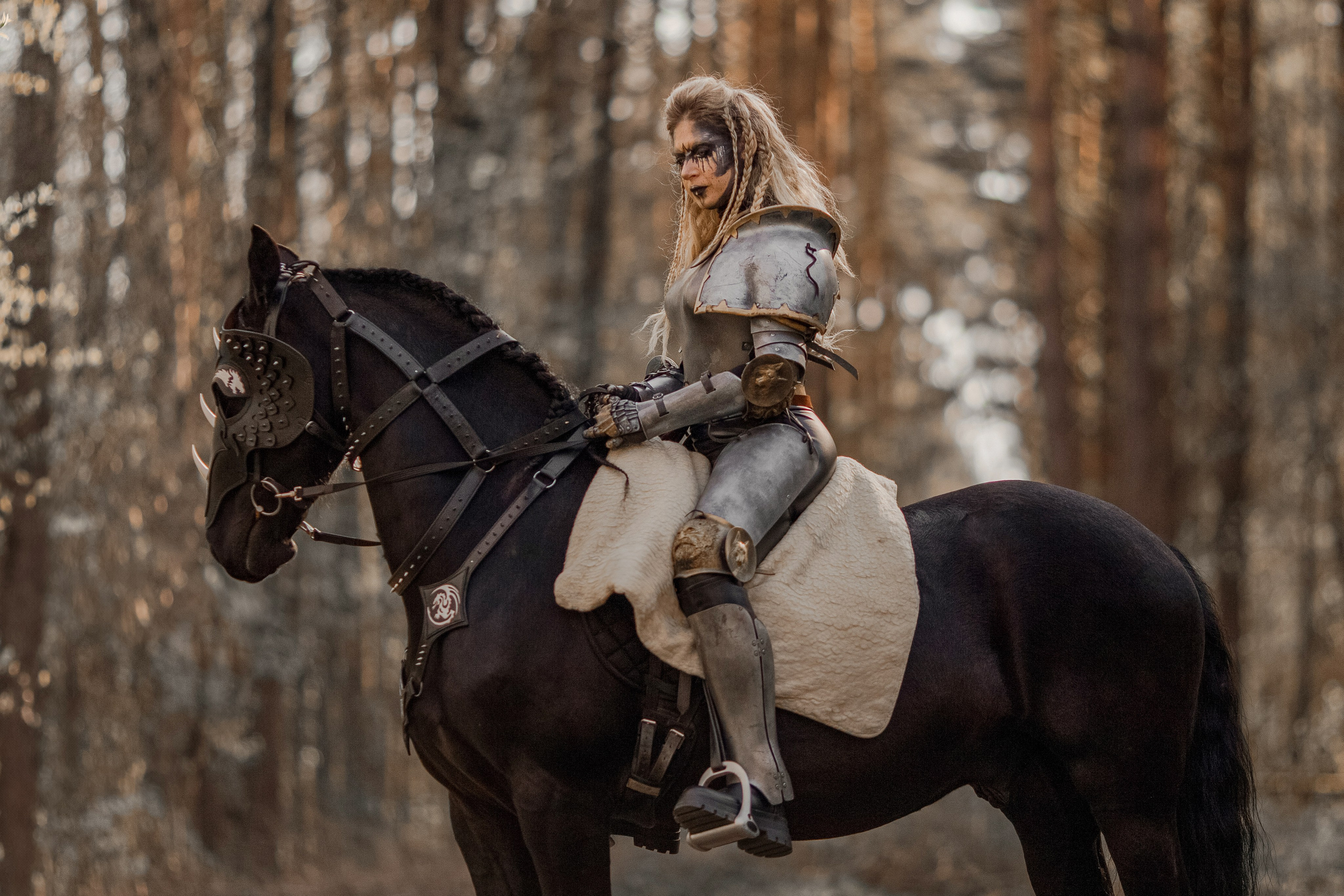 Фотосессия в рыцарских доспехах с лошадью